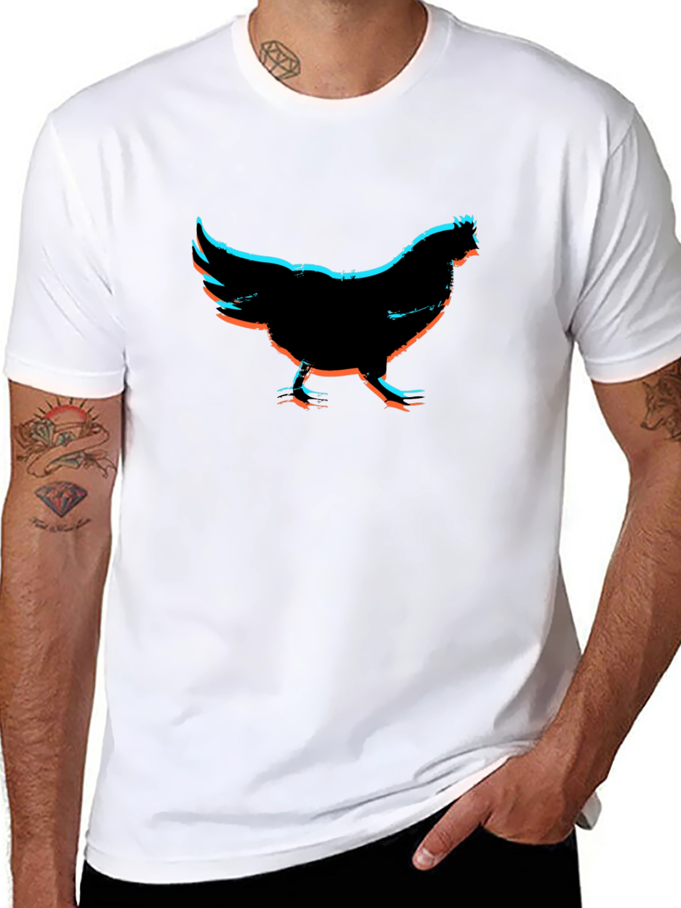 Black Chicken Graphic Black T-Shirt view 8