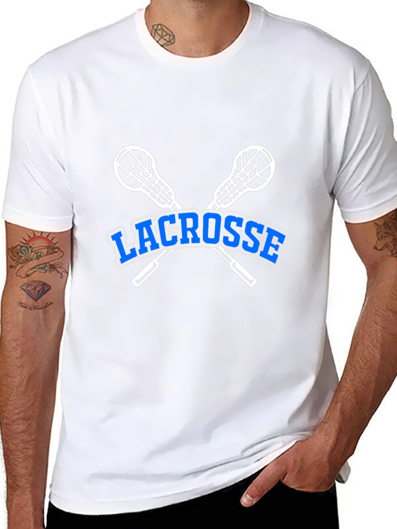 Black Lacrosse T-Shirt - Crossed Sticks Graphic view 8