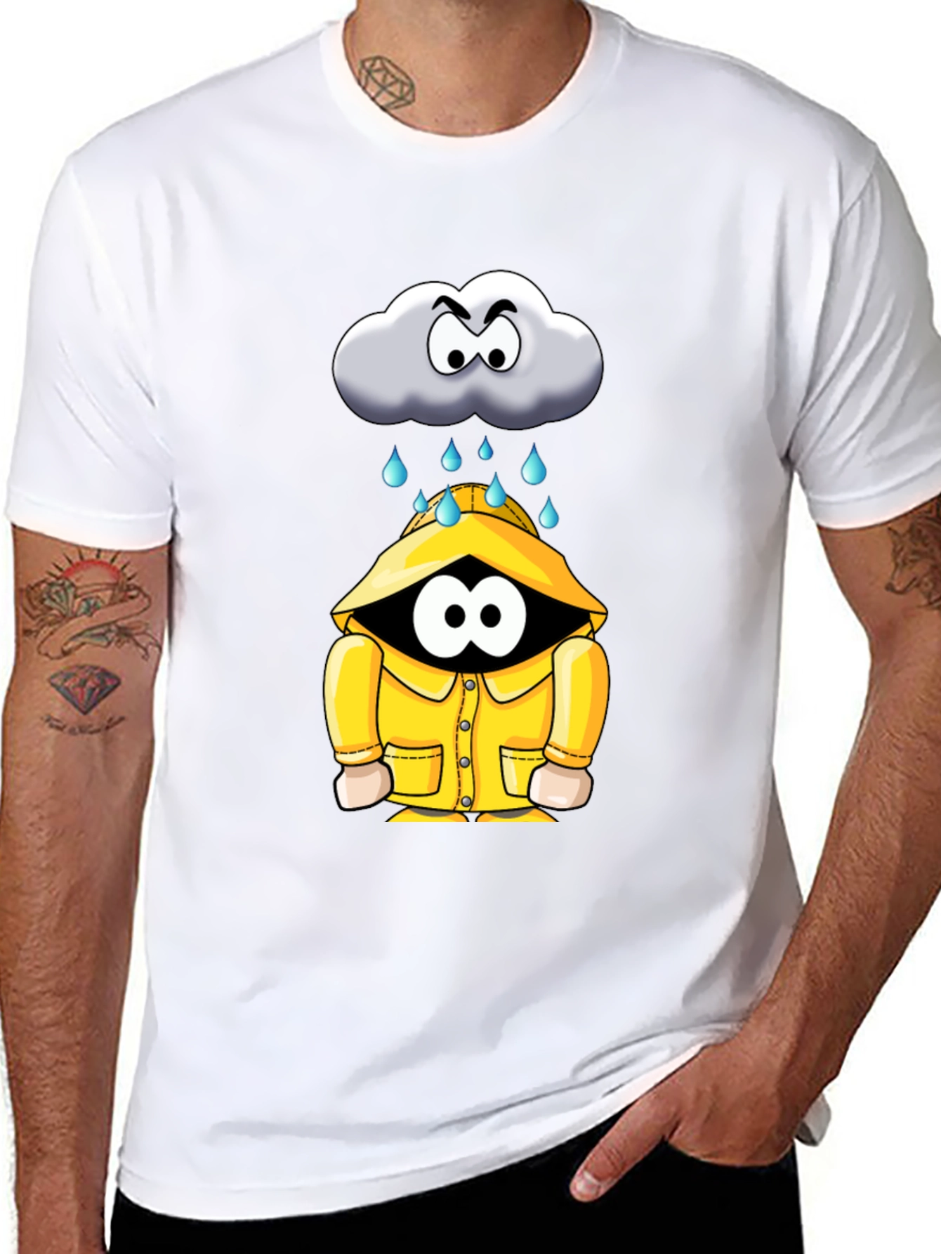 Black Rain Cloud Cartoon Graphic Tee view 8