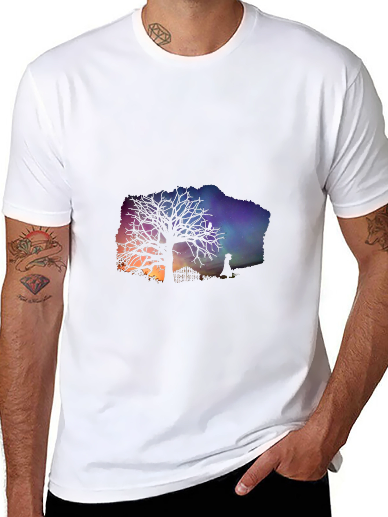 Black Silhouette Tree Graphic Tee view 8