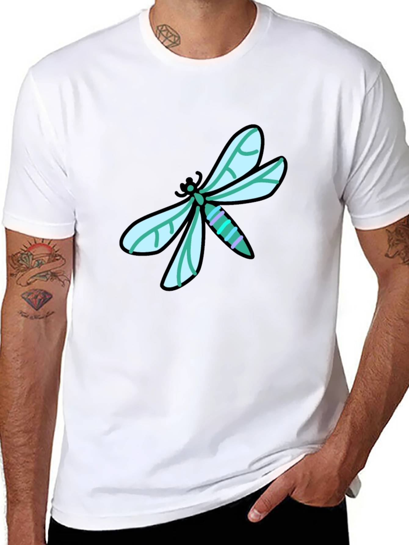 Black Dragonfly Graphic Tee - Black Cotton T-Shirt view 8