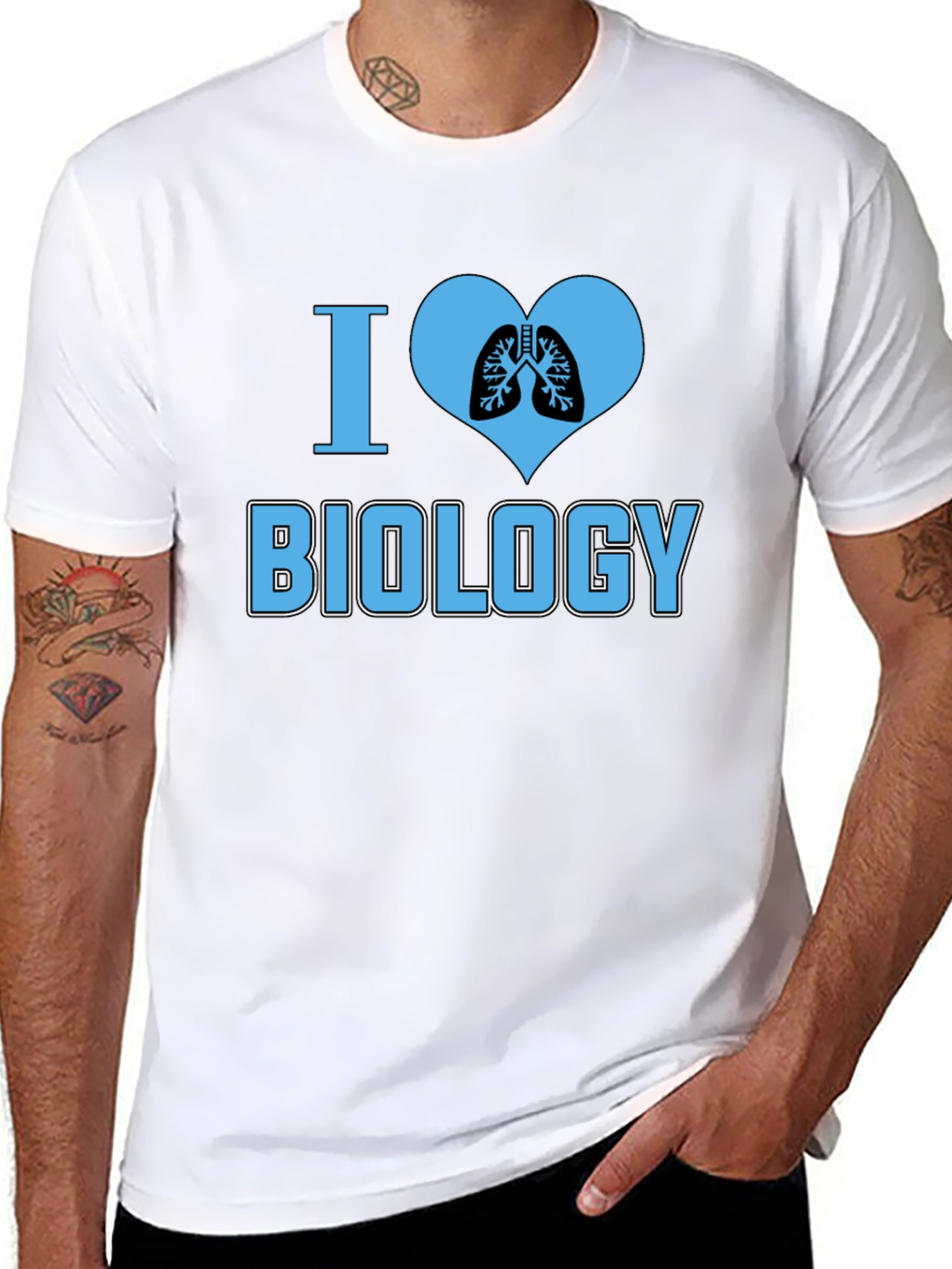 Black I Heart Biology Graphic T-Shirt - Black Cotton Tee view 8