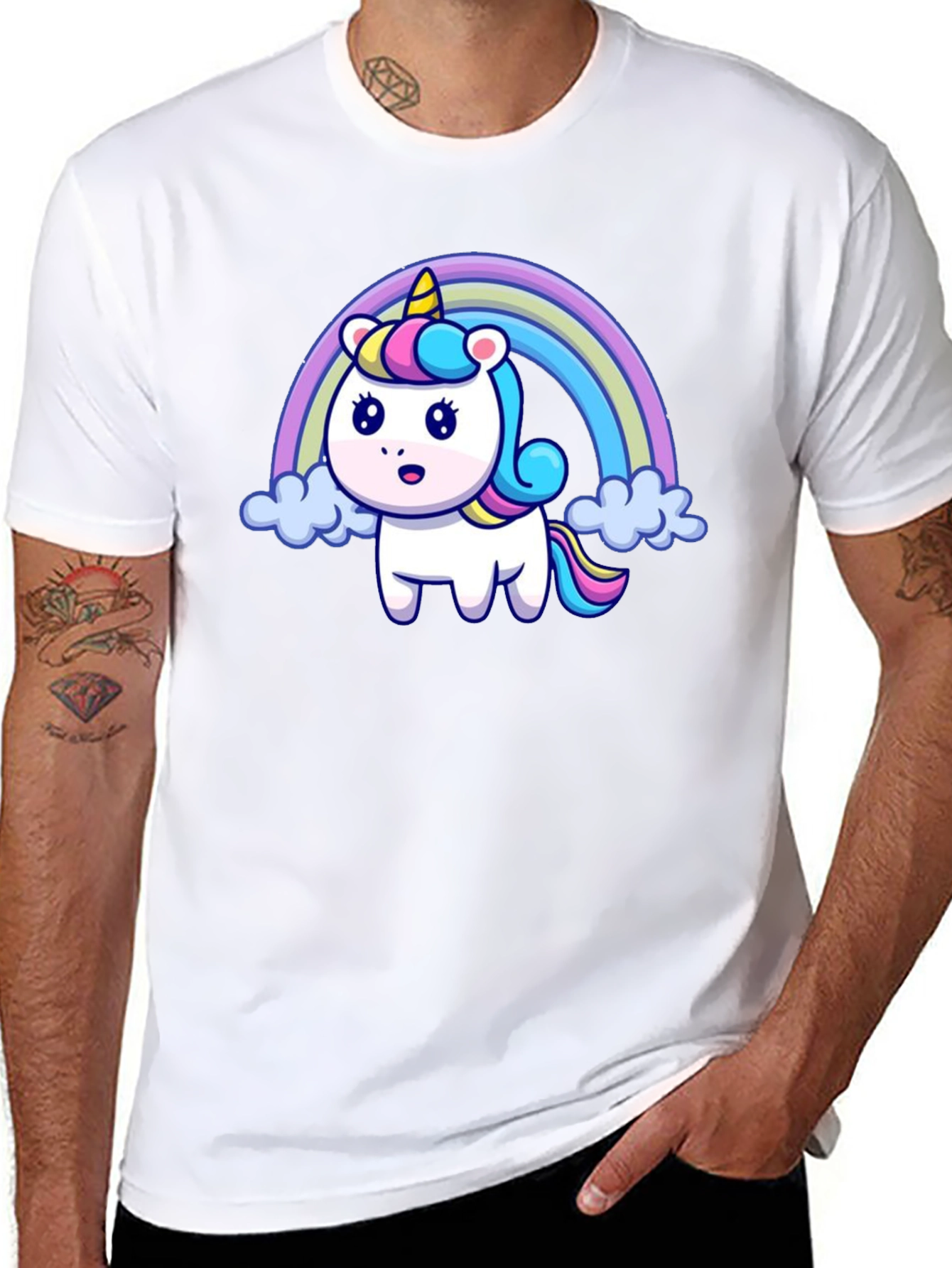 Black Rainbow Unicorn Graphic T-Shirt view 8