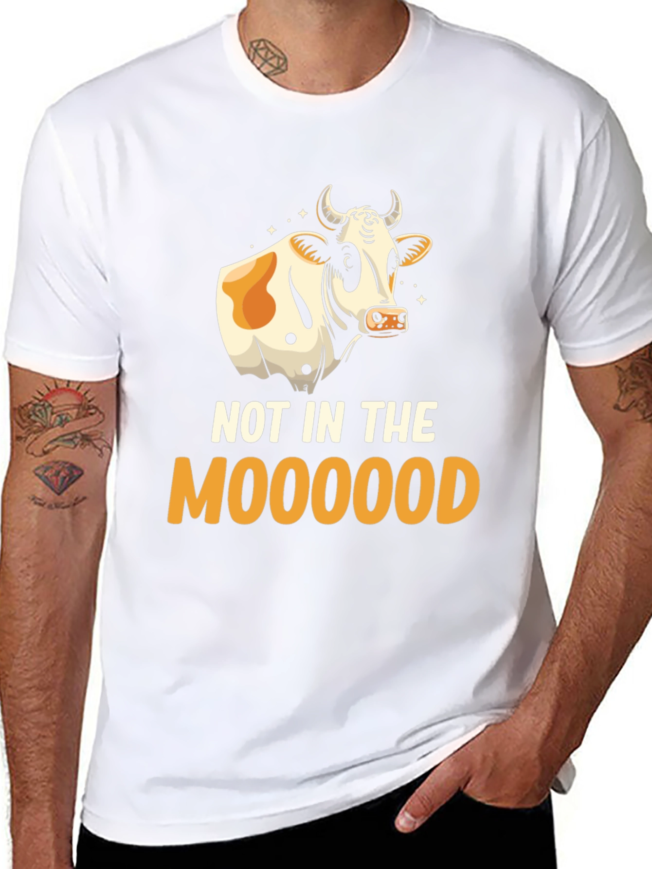 Black Not In The Moooood T-Shirt - Funny Cow Graphic Tee view 8