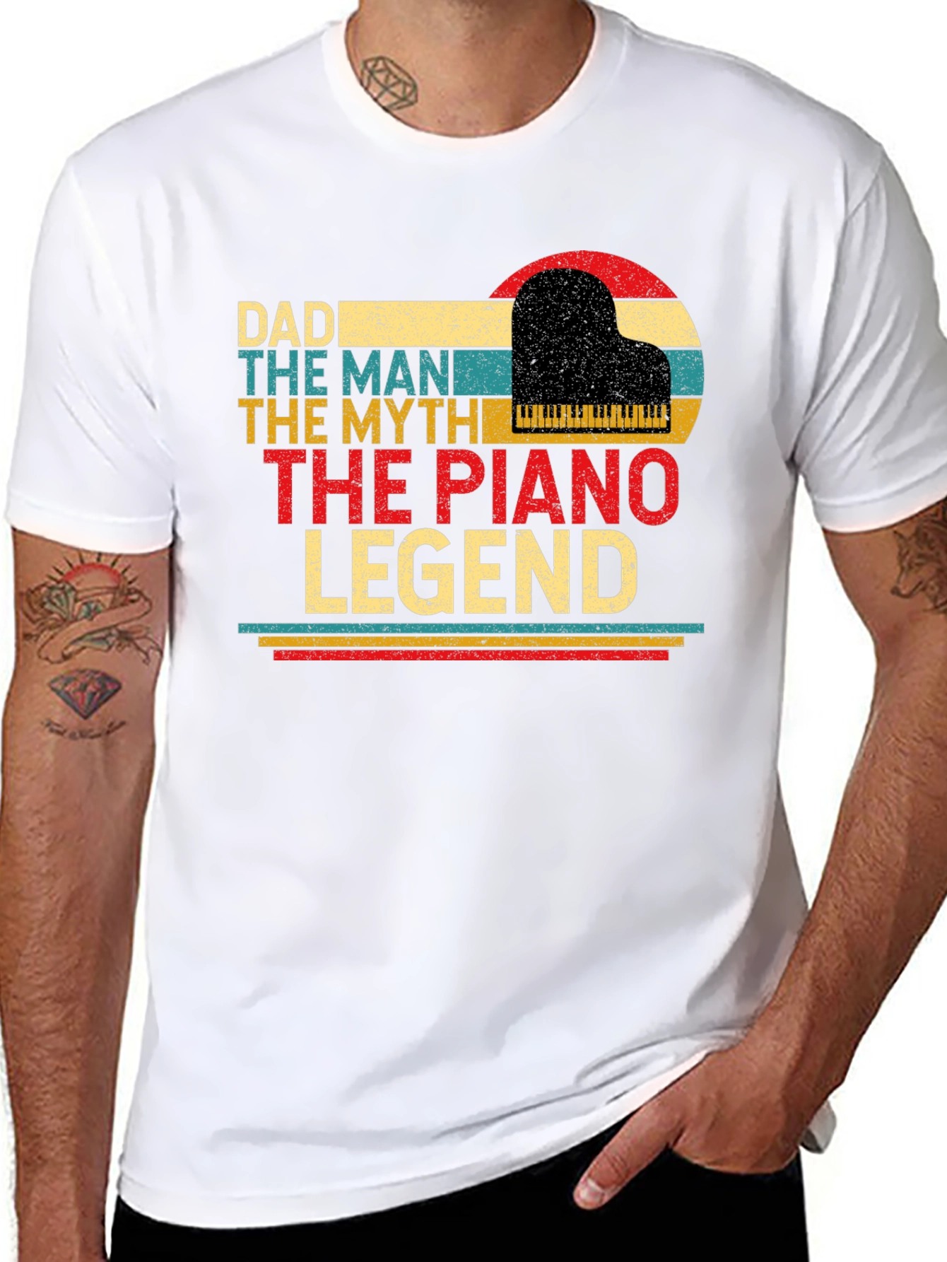 Black Dad Piano Legend T-Shirt - The Man, The Myth view 8