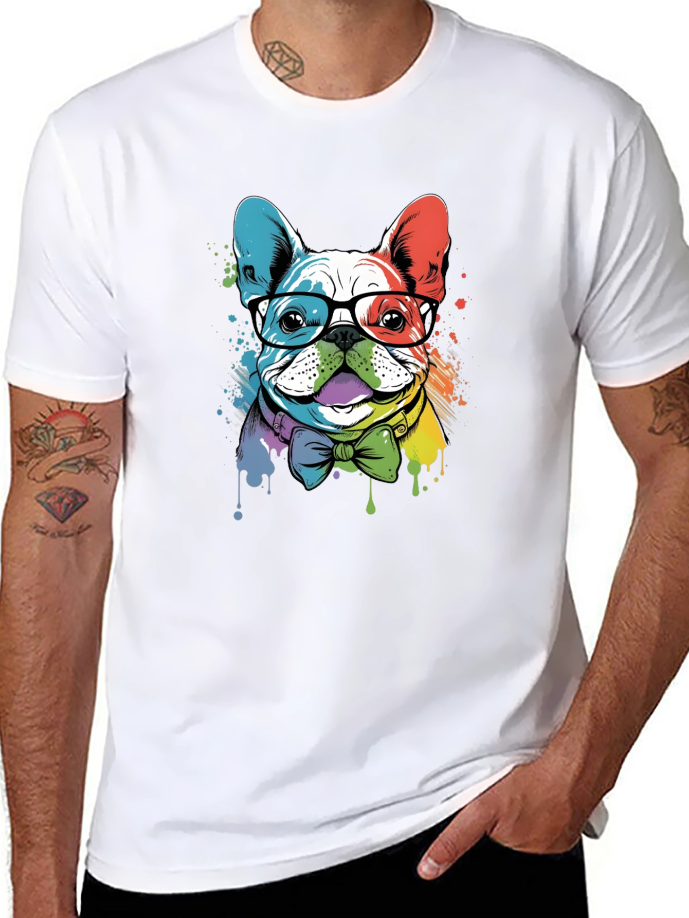 Black Cool Bulldog Graphic Tee - Modern Design view 8