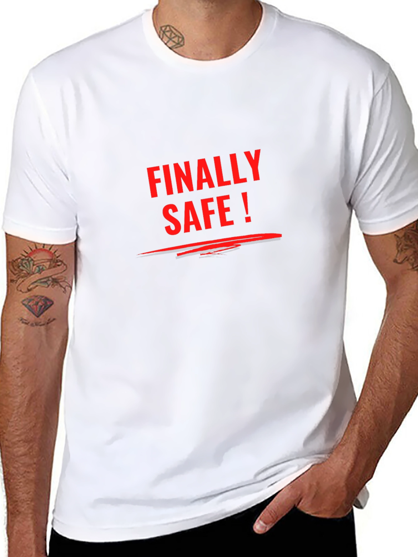 Black Finally Safe T-Shirt - Statement Tee, Casual Wear view 8