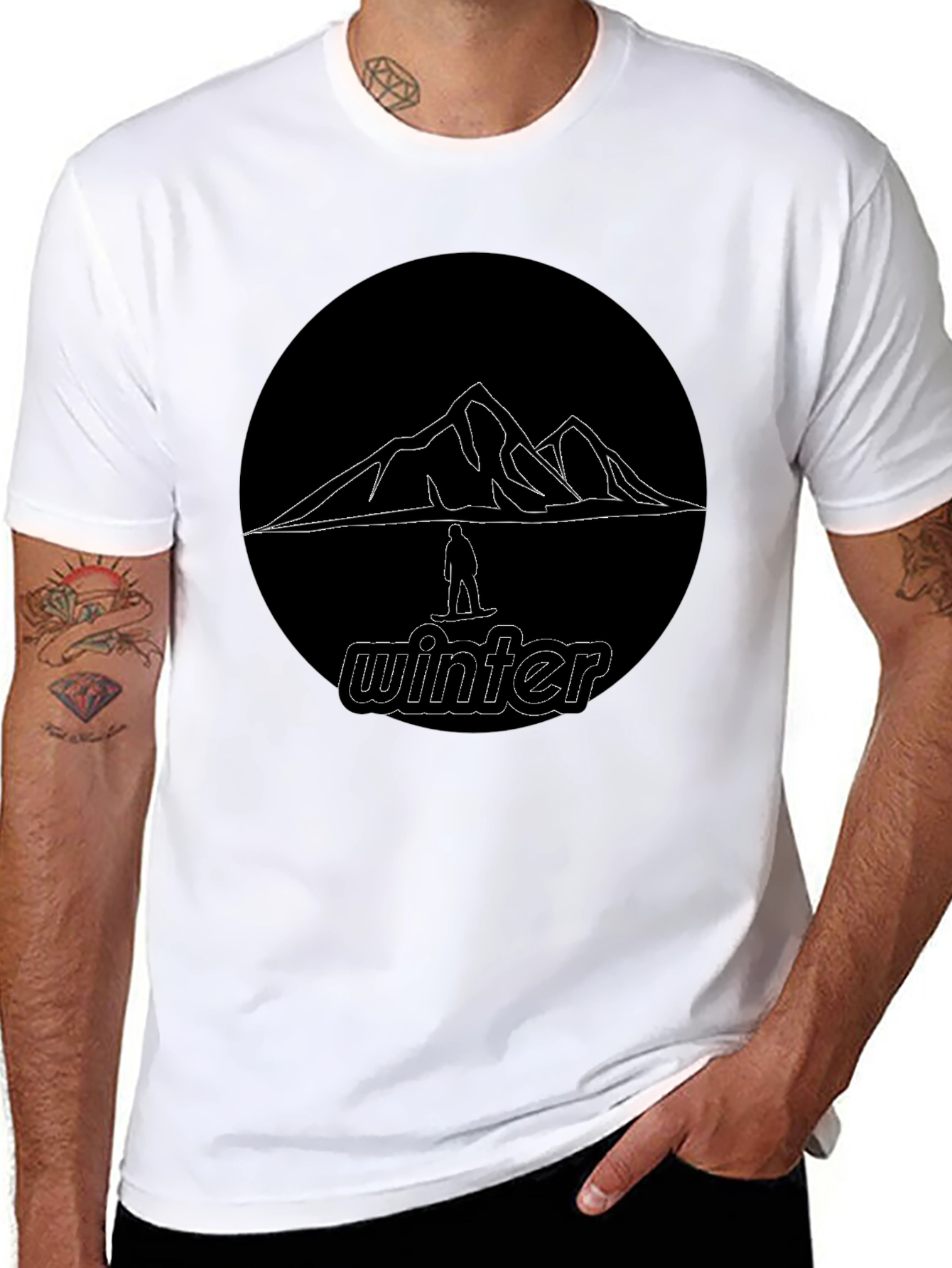 Black Black Winter Mountain Graphic T-Shirt view 8