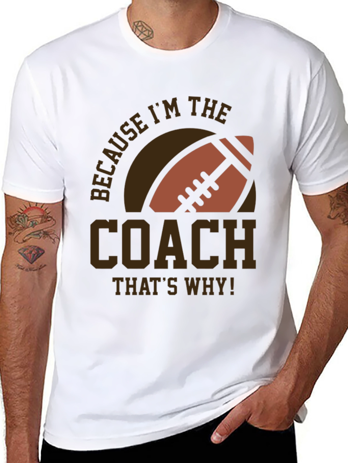 Black Coach Football T-Shirt - Because I'm The Coach view 8