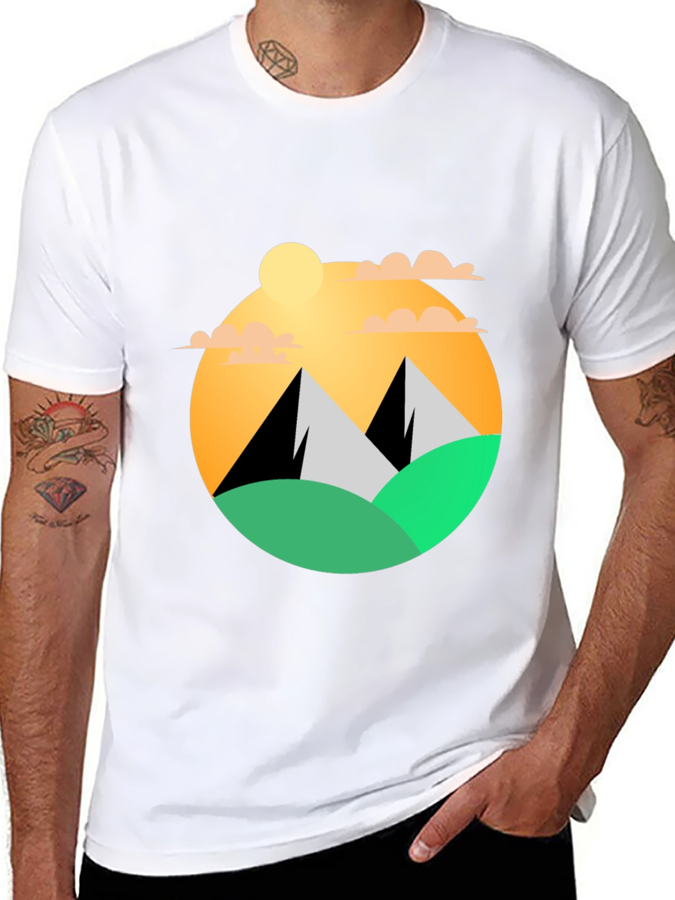 Black Mountainscape Graphic Tee - Black Cotton Blend view 8