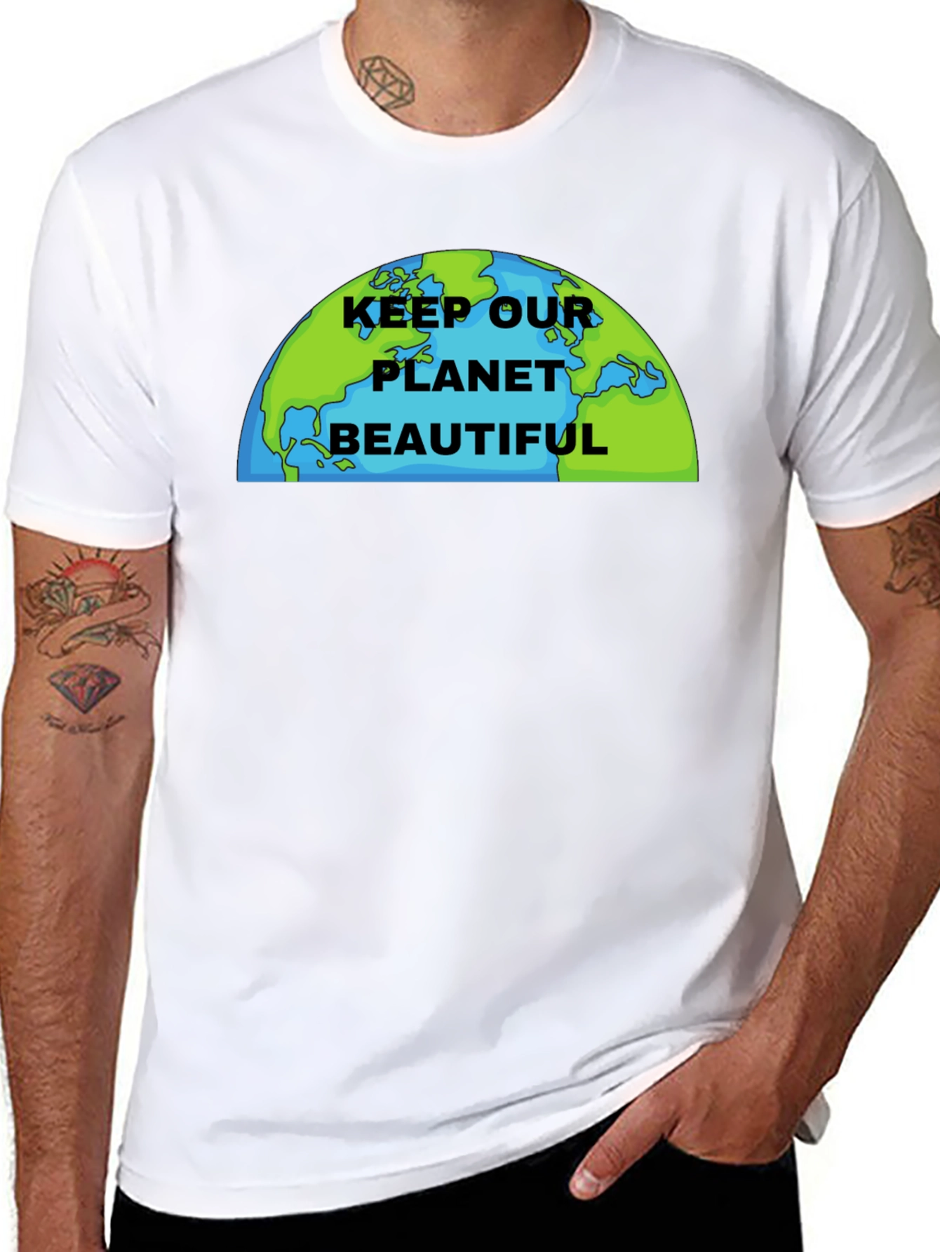 Black Keep Our Planet Beautiful Graphic T-Shirt view 8