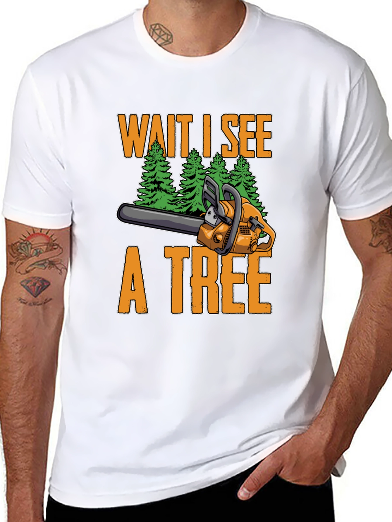 Black Funny Chainsaw Lumberjack T-Shirt view 8