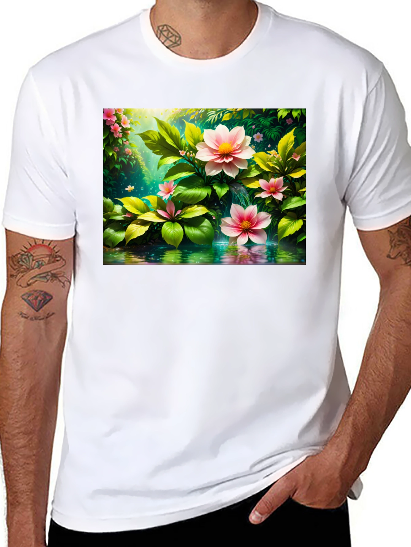 Black Floral Bloom T-Shirt - Nature Inspired Tee view 8