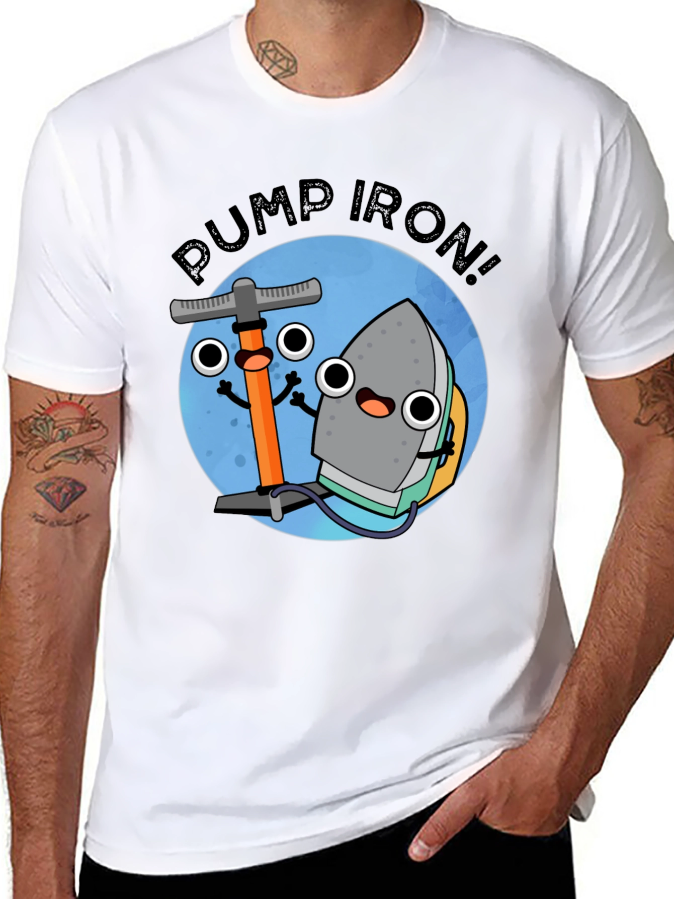 Black Pump Iron Cartoon Graphic Tee - Black view 8