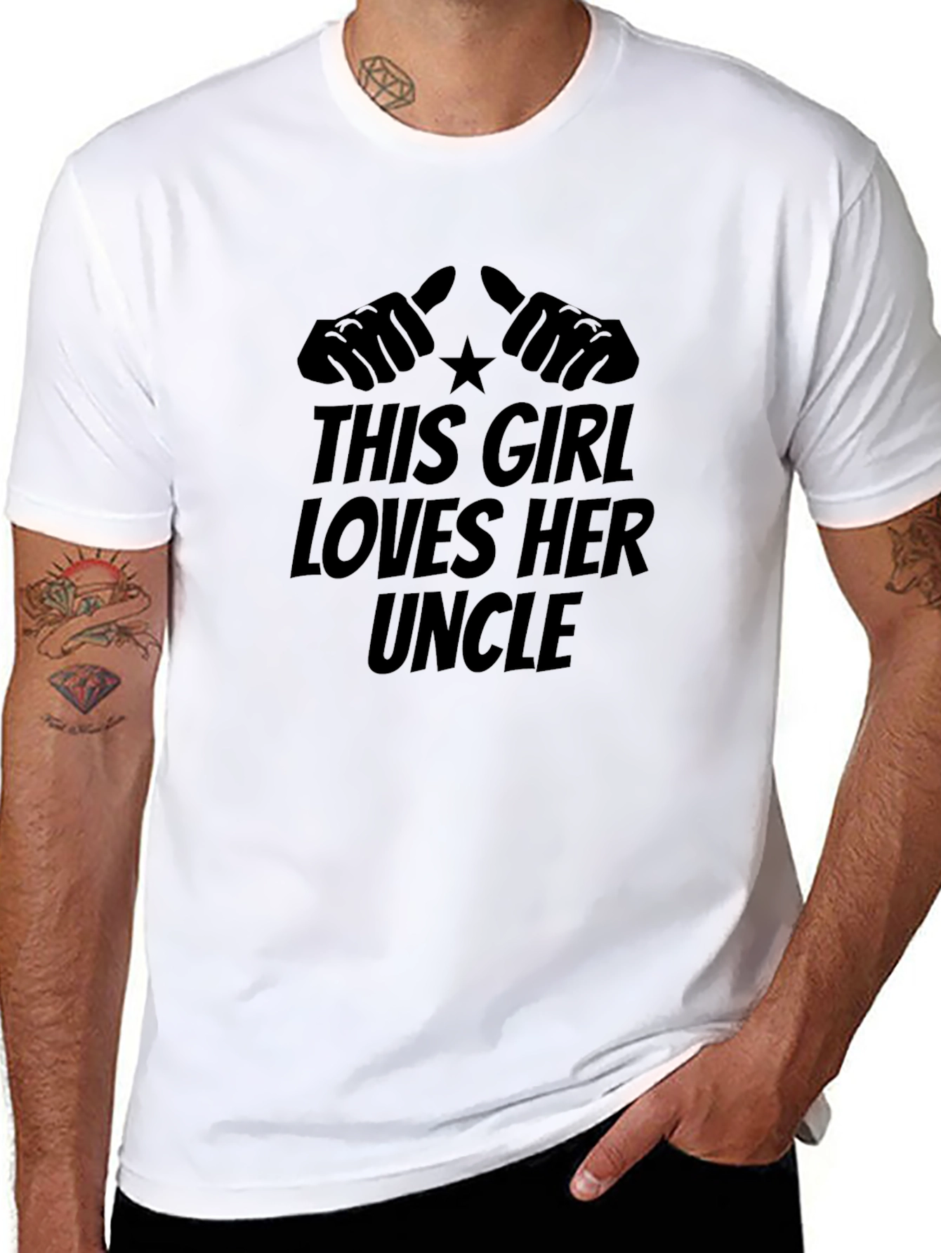 Black This Girl Loves Her Uncle Black Graphic T-Shirt view 8