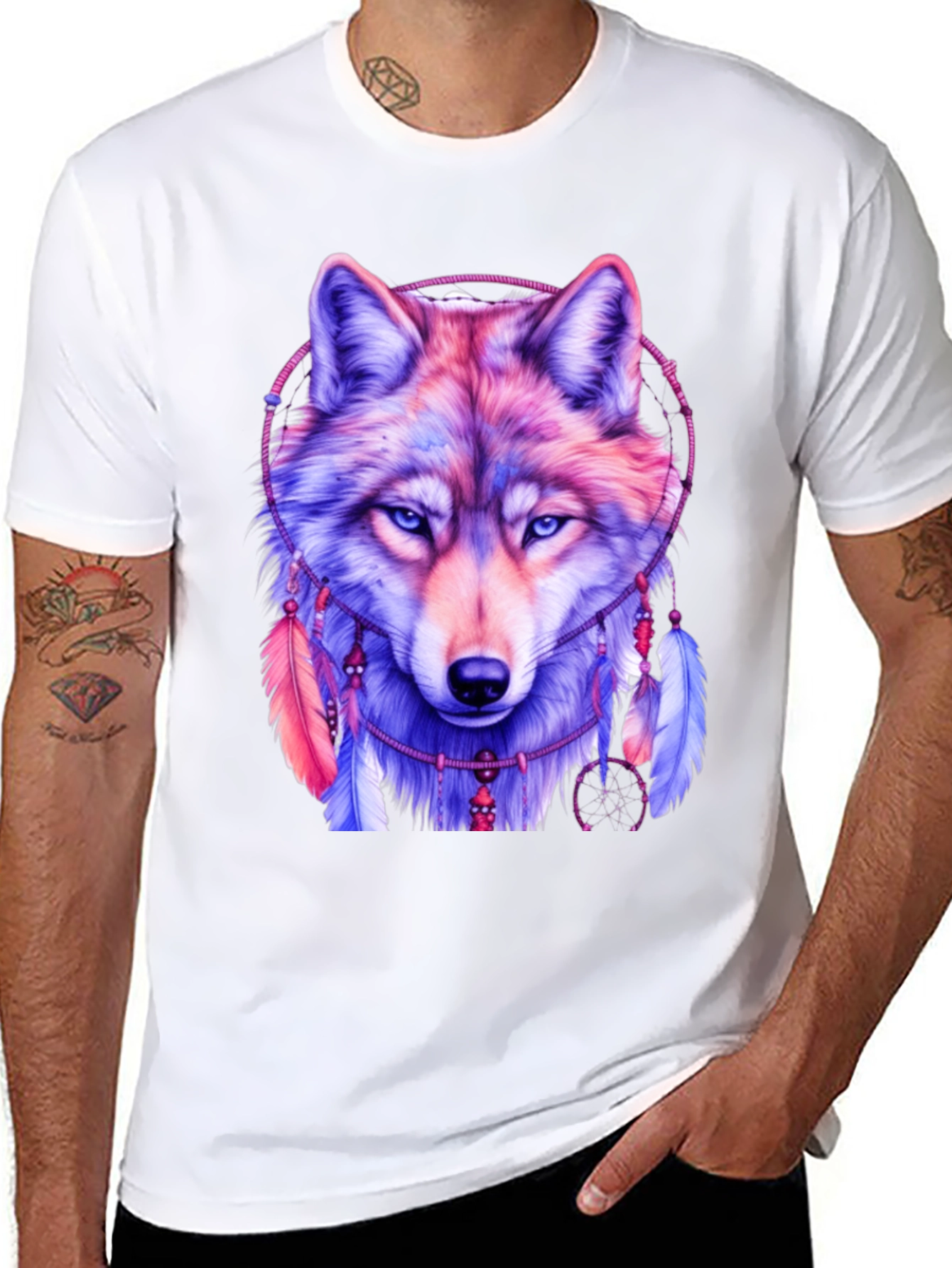 Black Wolf Dreamcatcher Graphic Tee view 8