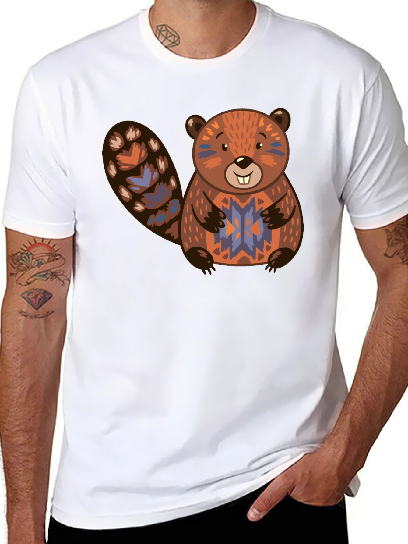 Black Beaver Graphic Print Black T-Shirt view 8