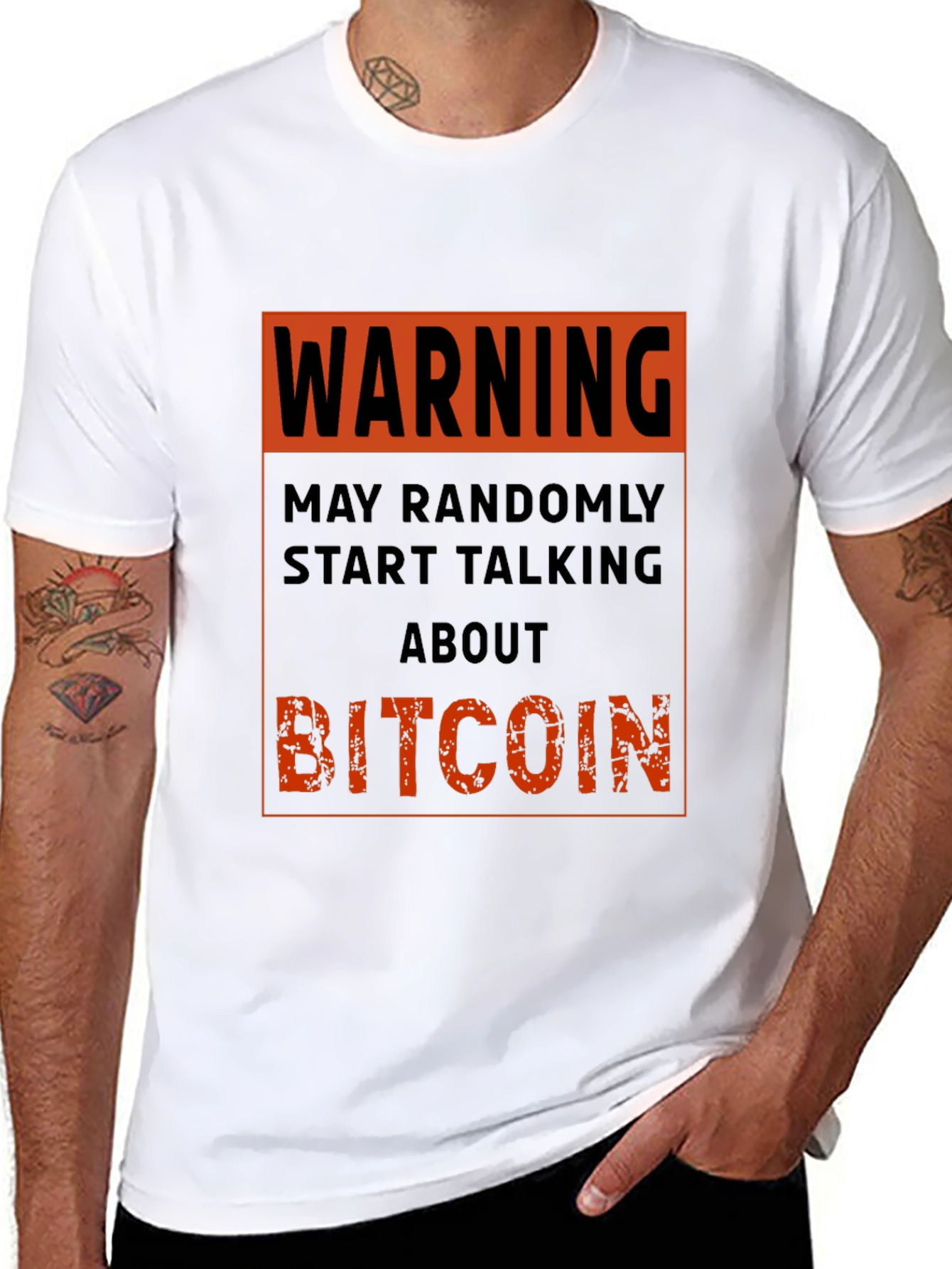 Black Warning Bitcoin T-Shirt - Funny Crypto Tee view 8