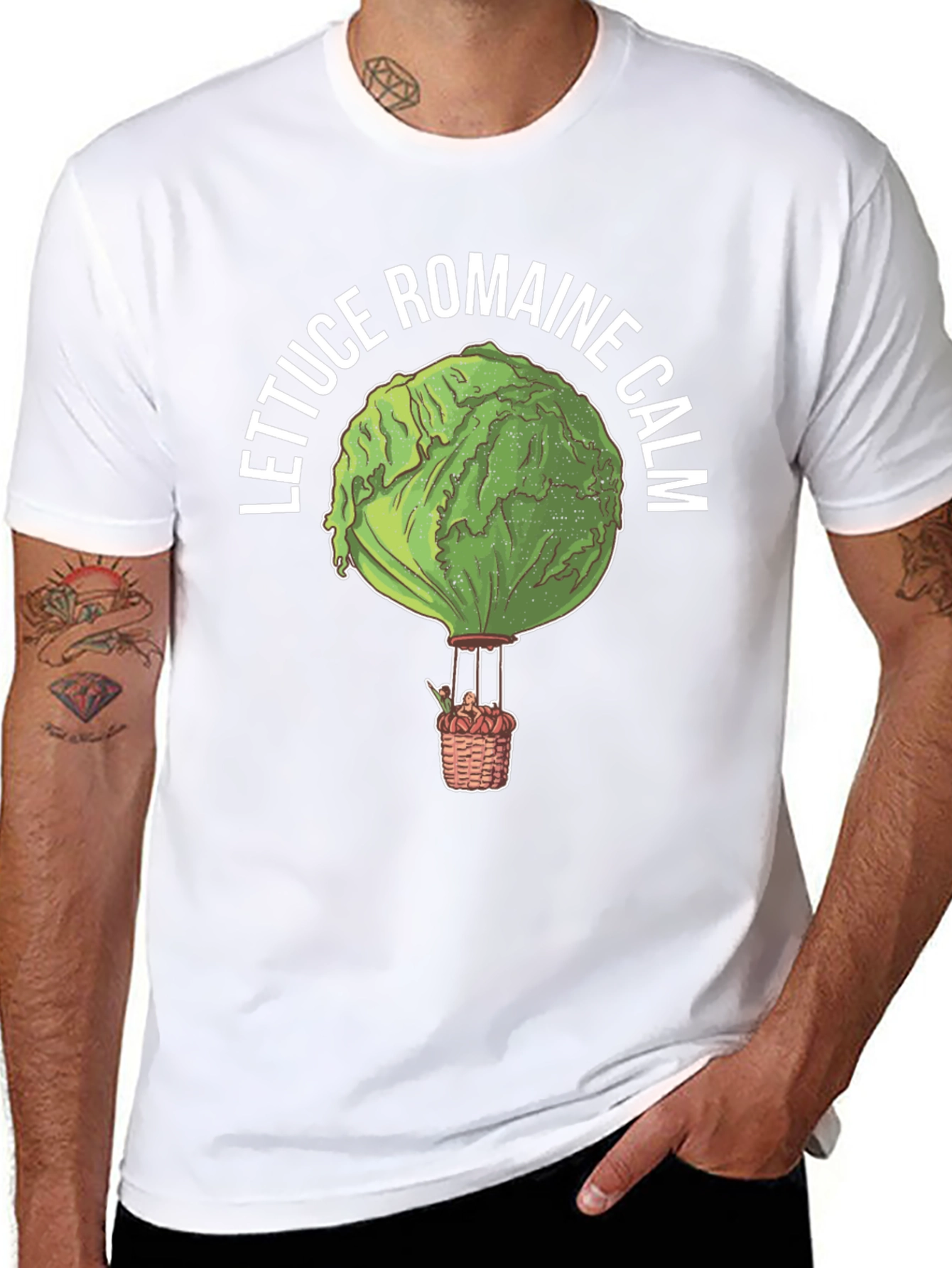 Black Lettuce Romaine Calm Funny Graphic T-Shirt view 8