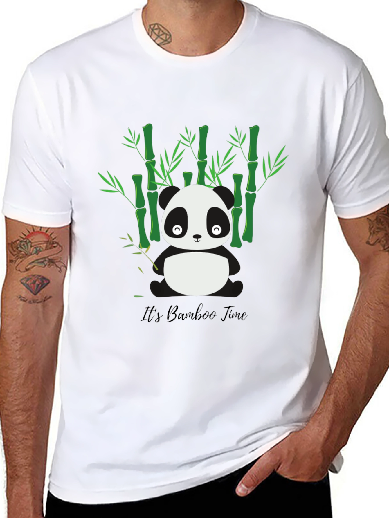 Black Panda Bamboo Time T-Shirt - Soft Cotton Blend view 8