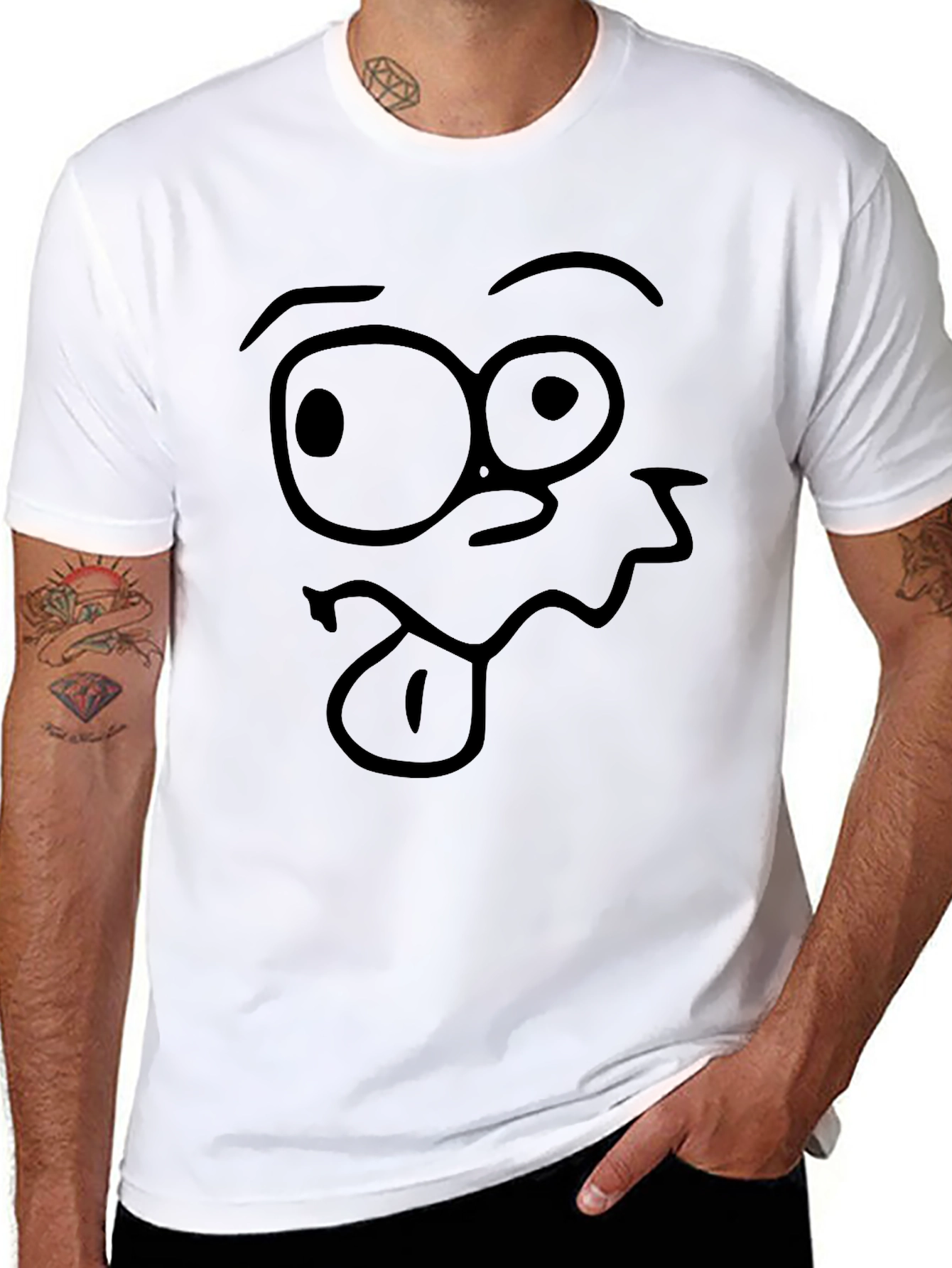 Funny Face Graphic Black T-Shirt - 8