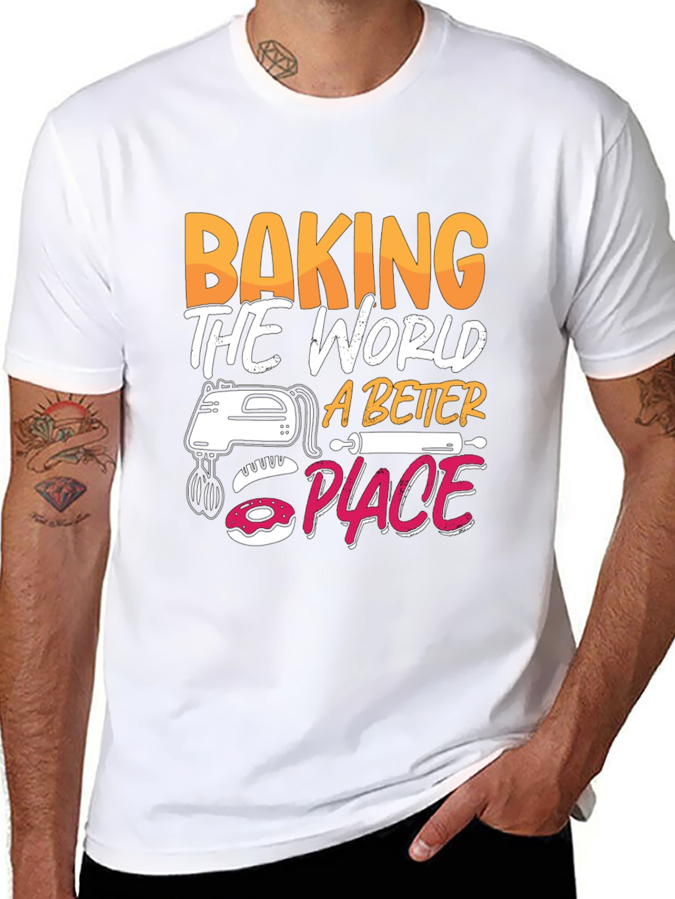 Black Baking the World a Better Place Black Graphic Tee view 8