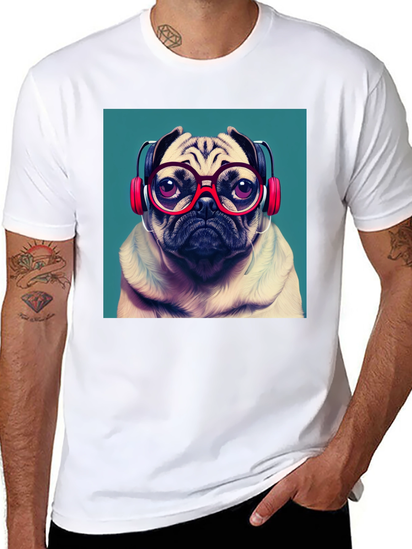 Black Pug DJ Graphic Tee - Stylish Comfort view 8