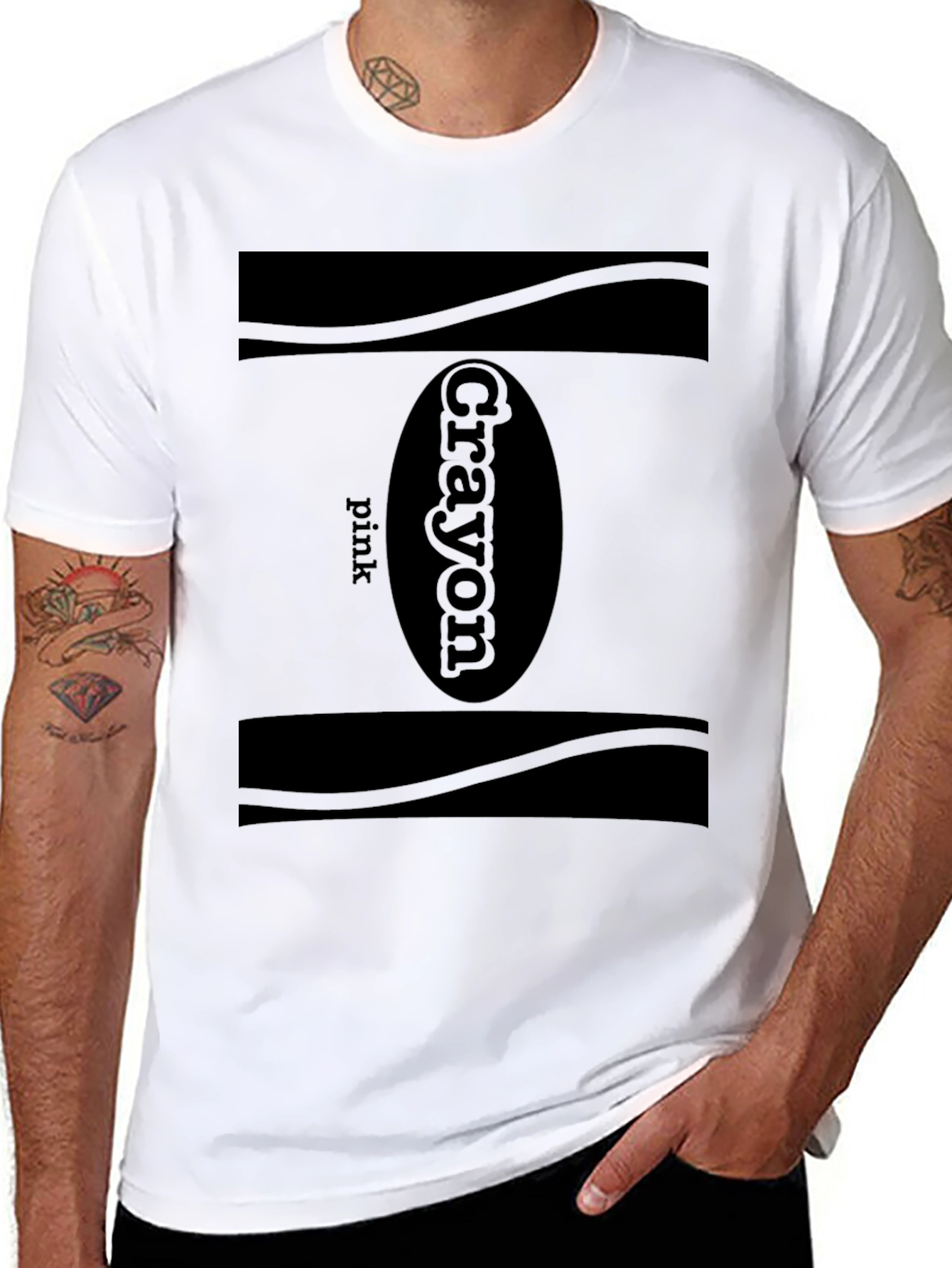 Black Pink Crayon T-Shirt - Classic Design, Soft Cotton view 8