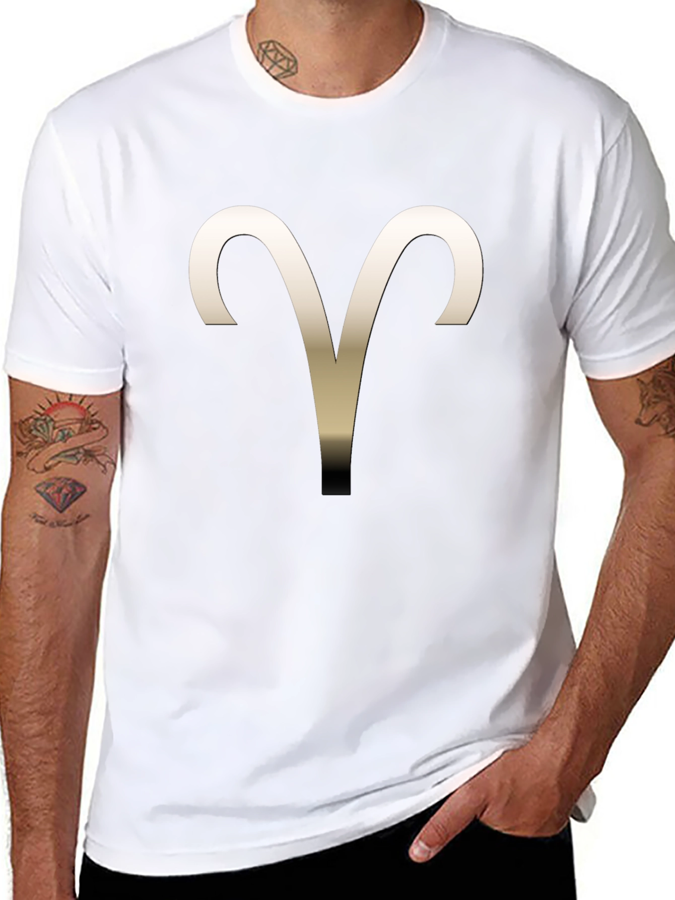 Black Aries Zodiac Sign Graphic Tee view 8