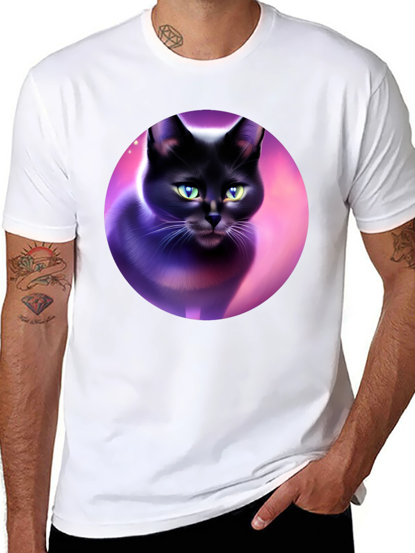 Black Black Cat Graphic Tee - Artistic Design view 8