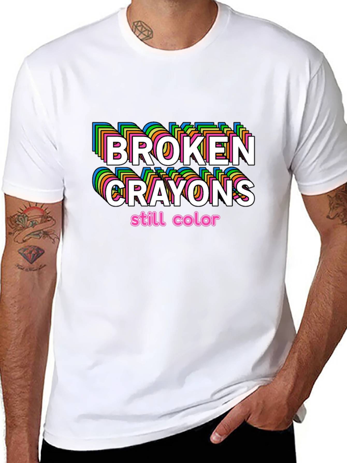 Black Broken Crayons Still Color Graphic T-Shirt view 8