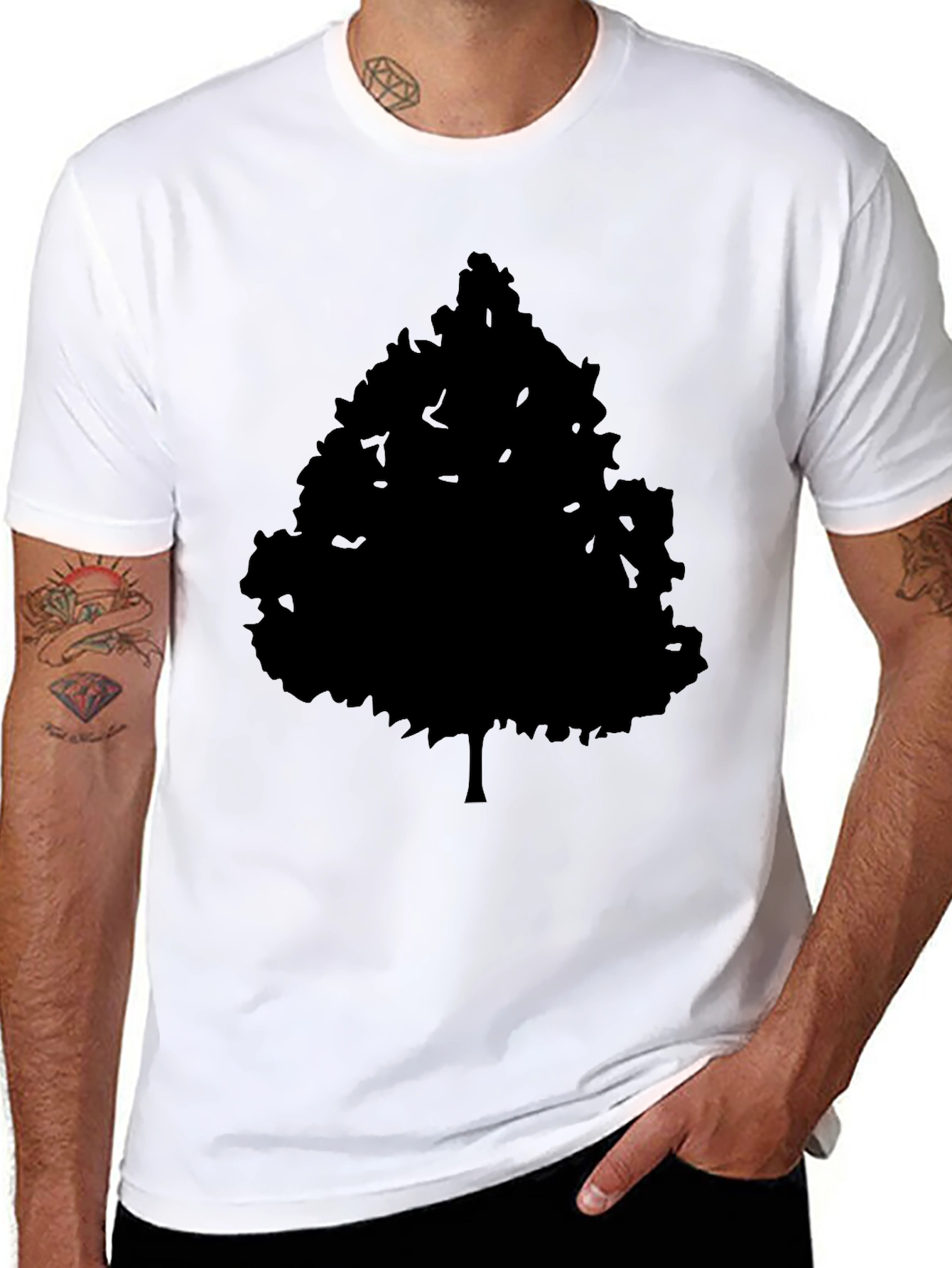 Black Men's Black Tree Graphic Tee - Nature Inspired Style view 8