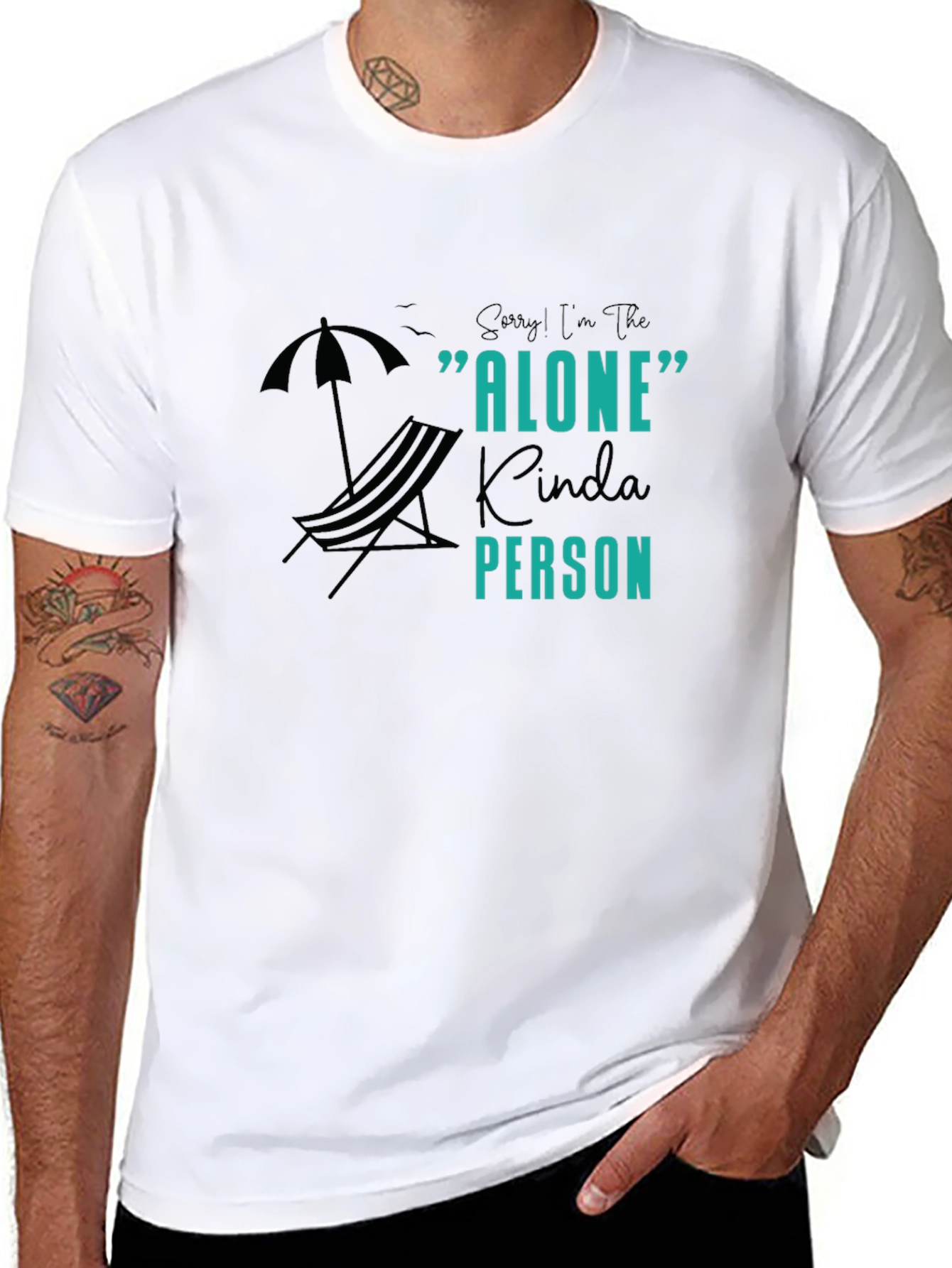 Black Alone Kinda Person Graphic Tee - Unisex Black T-Shirt view 8