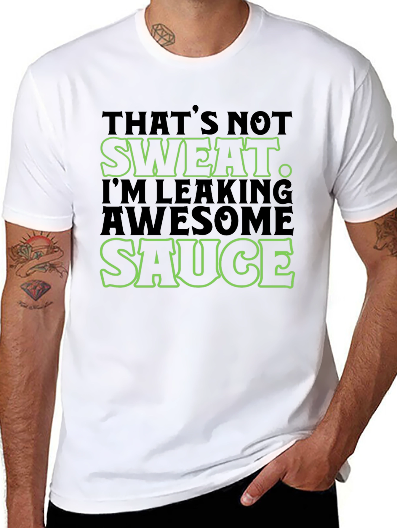 Black Awesome Sauce Men's Graphic Tee - Funny Slogan T-Shirt view 8