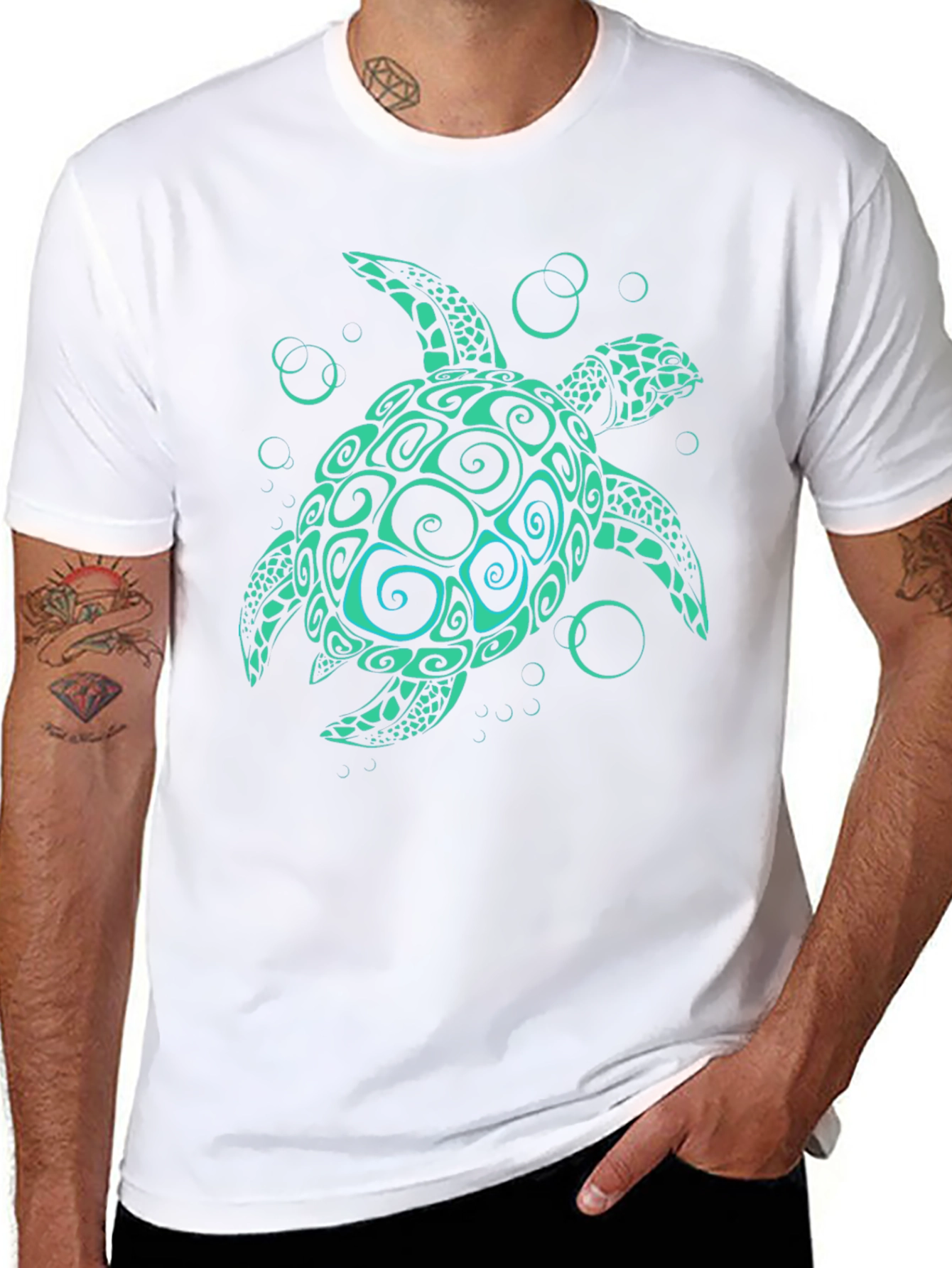 Black Turtle Graphic Tee - Black Cotton T-Shirt view 8