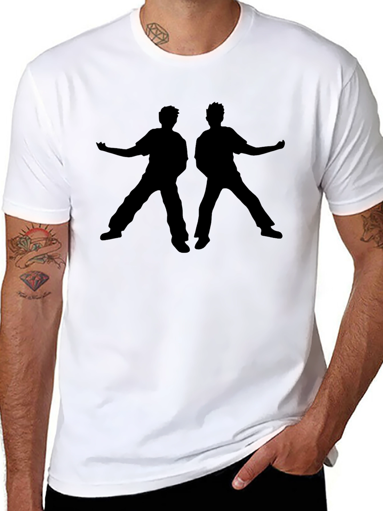 Black Silhouette Duo Black T-Shirt - Unique Graphic Tee view 8