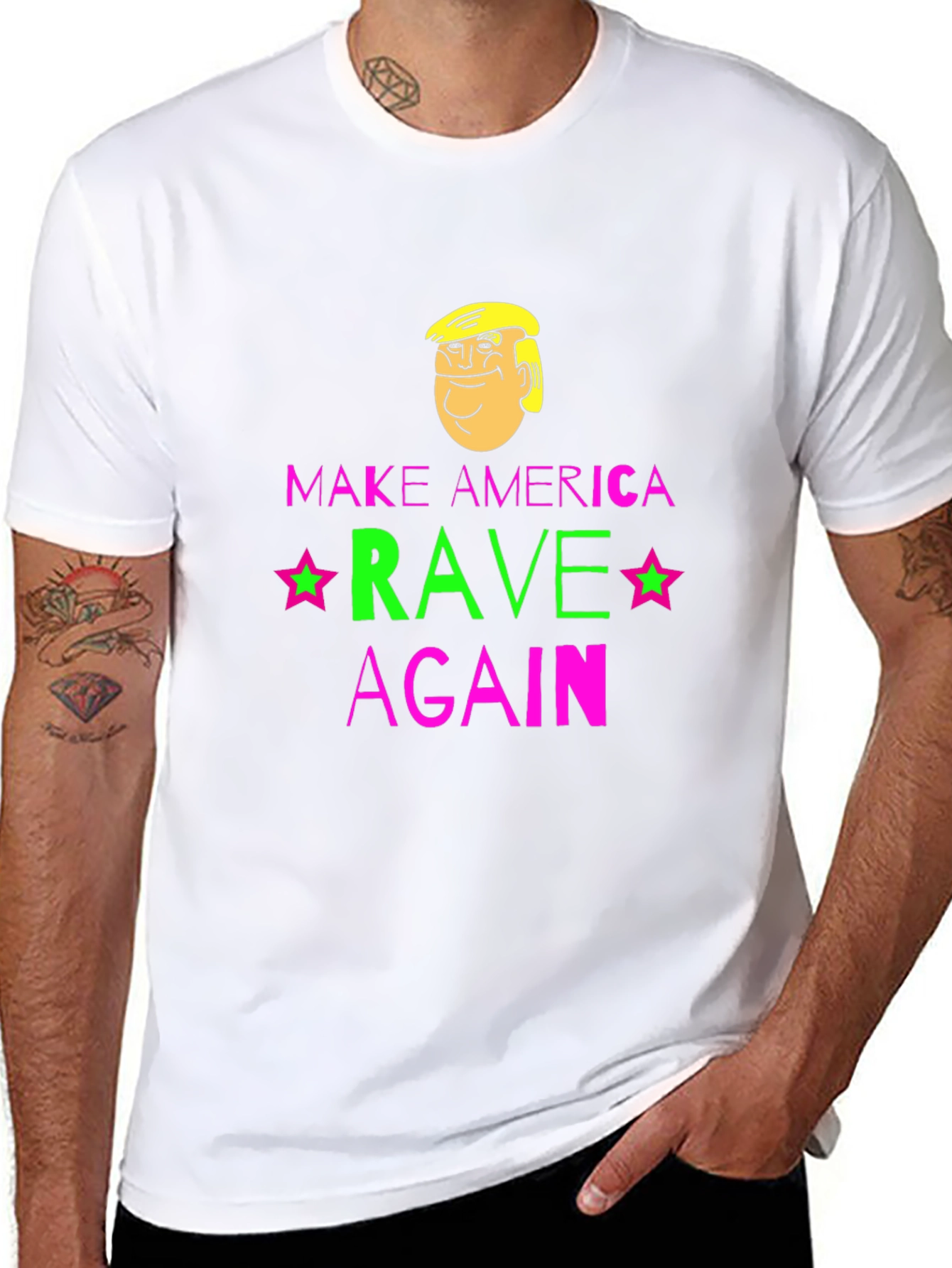Black Make America Rave Again T-Shirt - Novelty Graphic Tee view 8