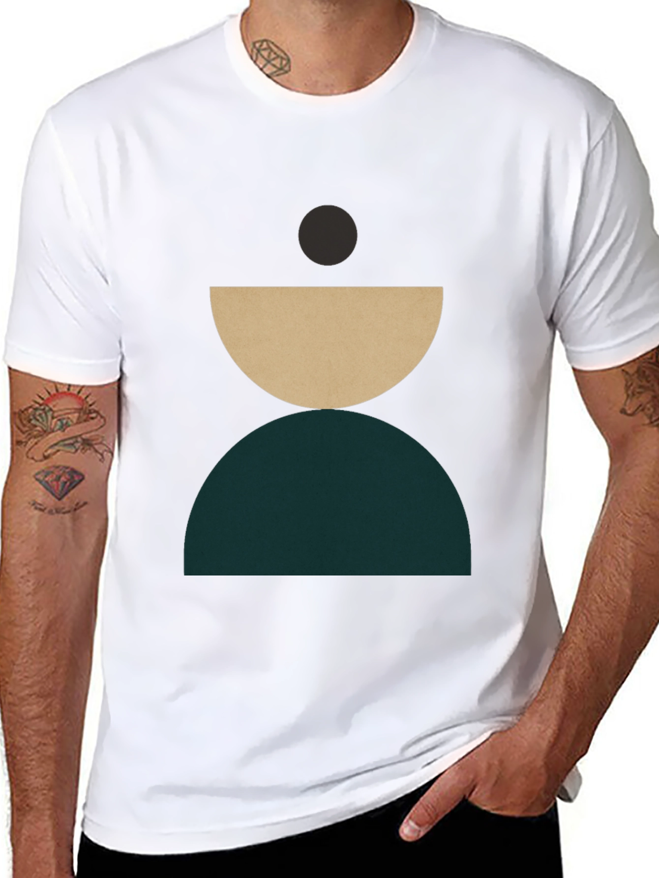 Black Modern Geometric Graphic T-Shirt - Stylish Crew Neck Tee view 8