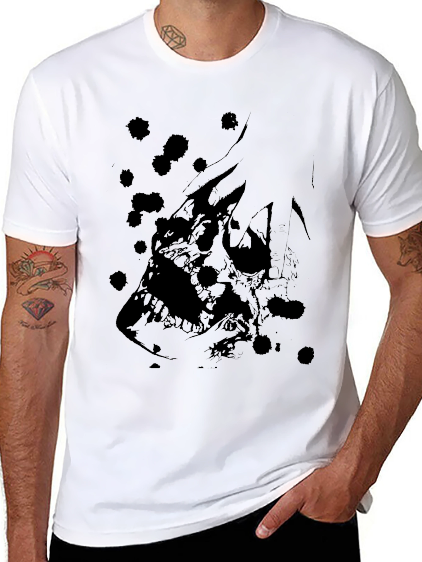 Black Skull Graphic Black T-Shirt - Edgy Design view 8