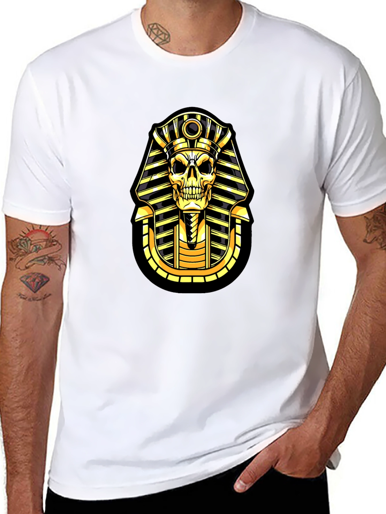 Black Pharaoh Skull Graphic T-Shirt - Black view 8