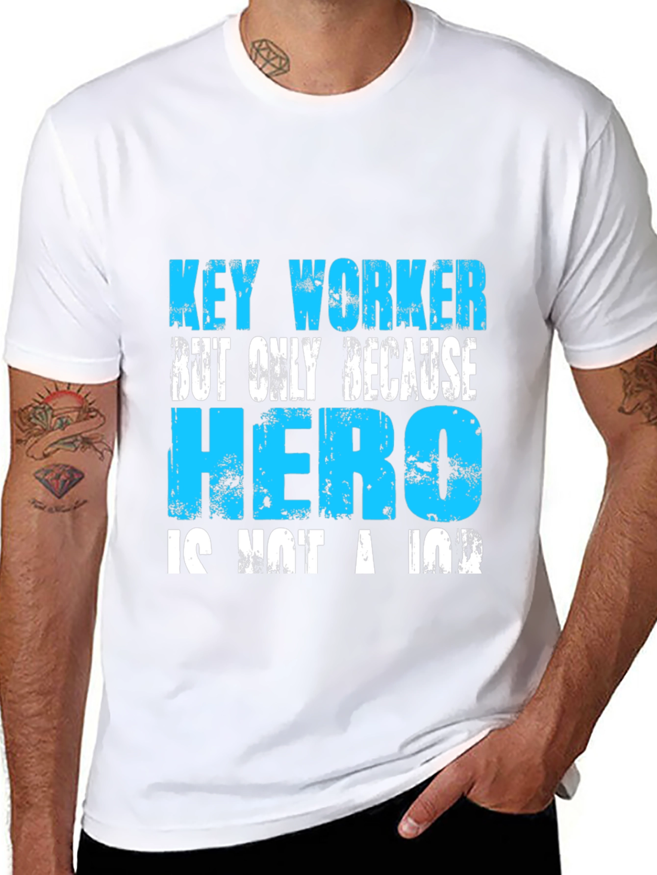 Black Key Worker Hero Graphic Tee - Essential Worker T-Shirt view 8
