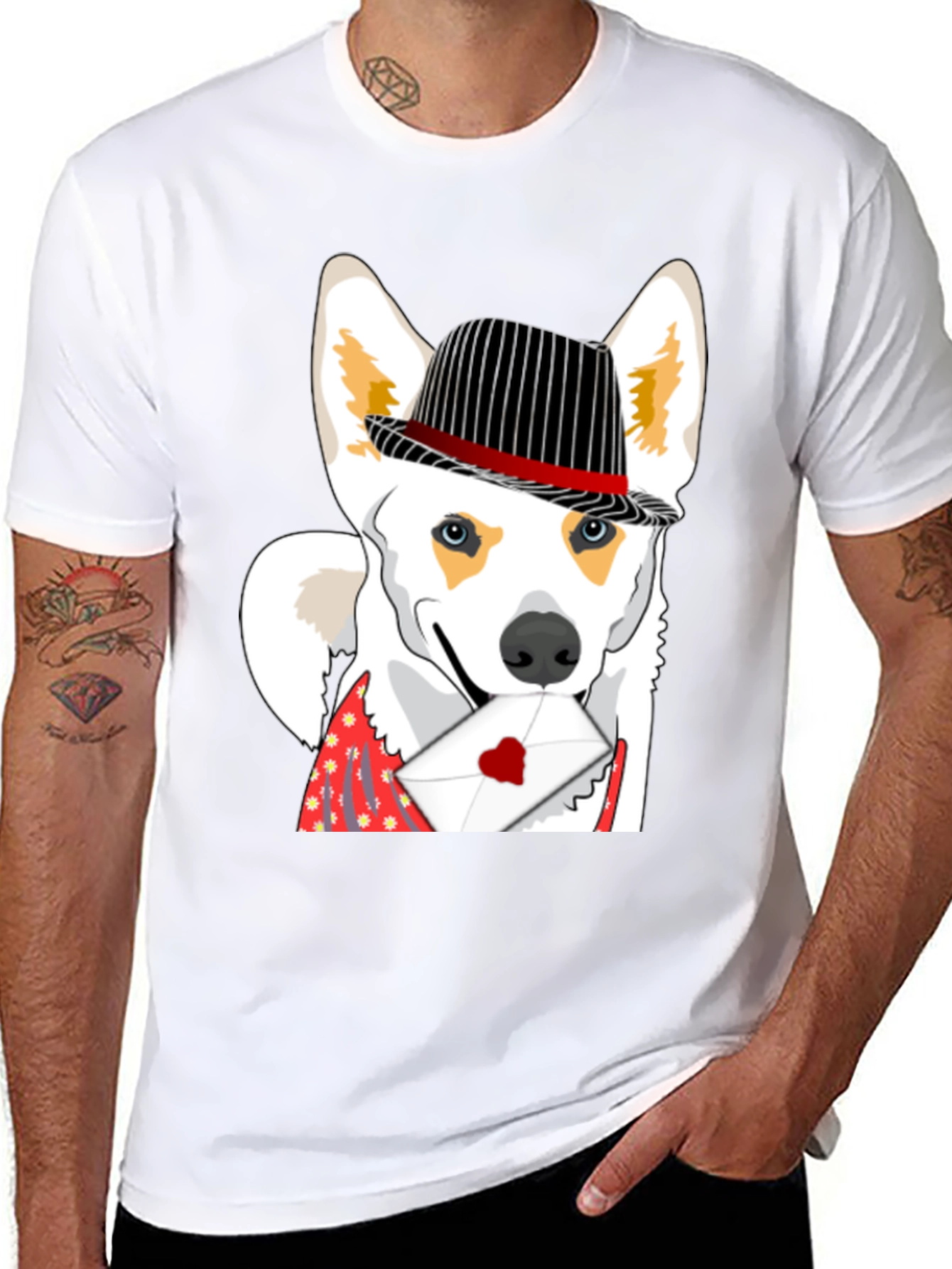 Black Dog in Hat Valentine's T-Shirt view 8