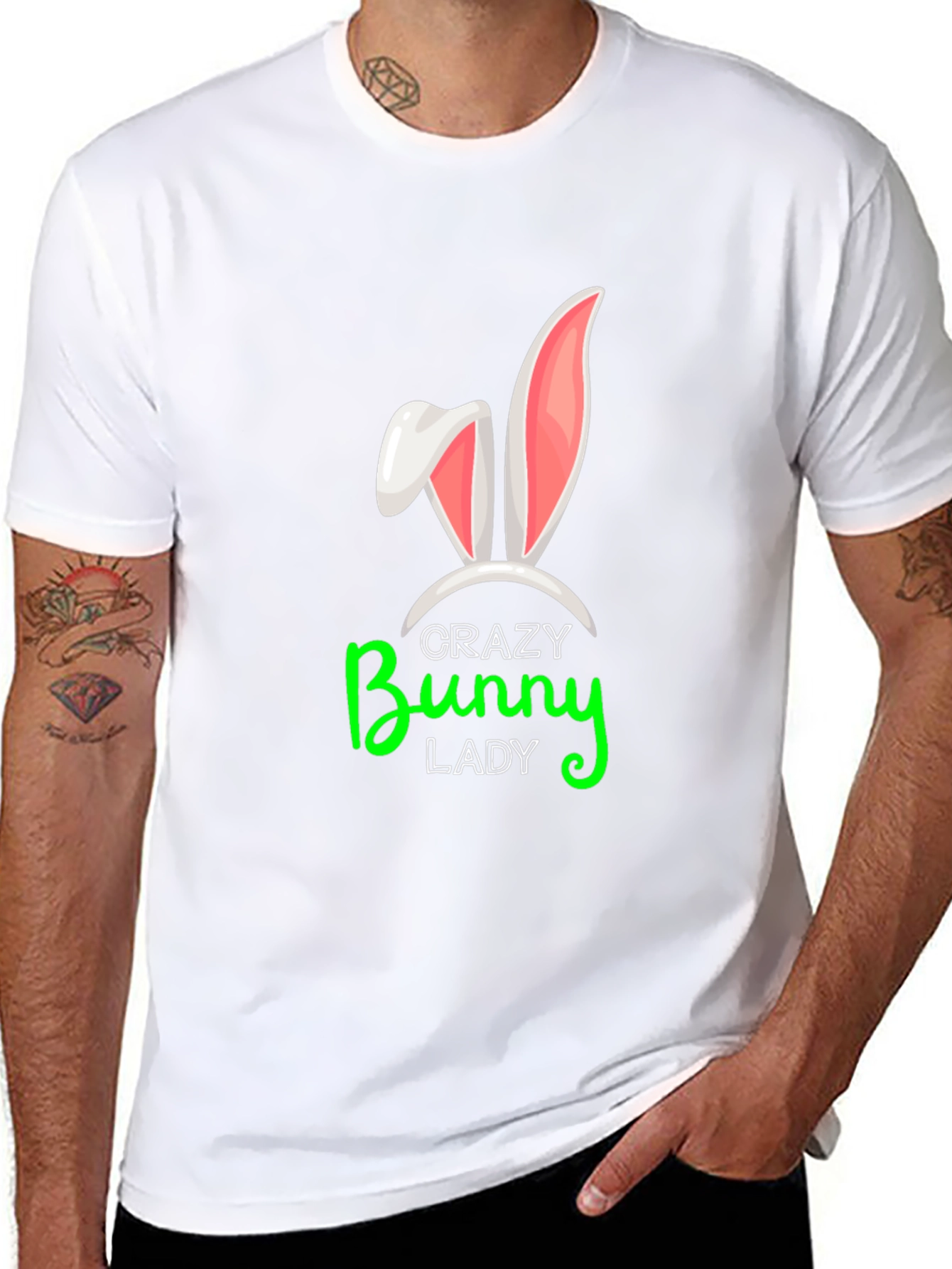 Black Crazy Bunny Lady Graphic Tee view 8