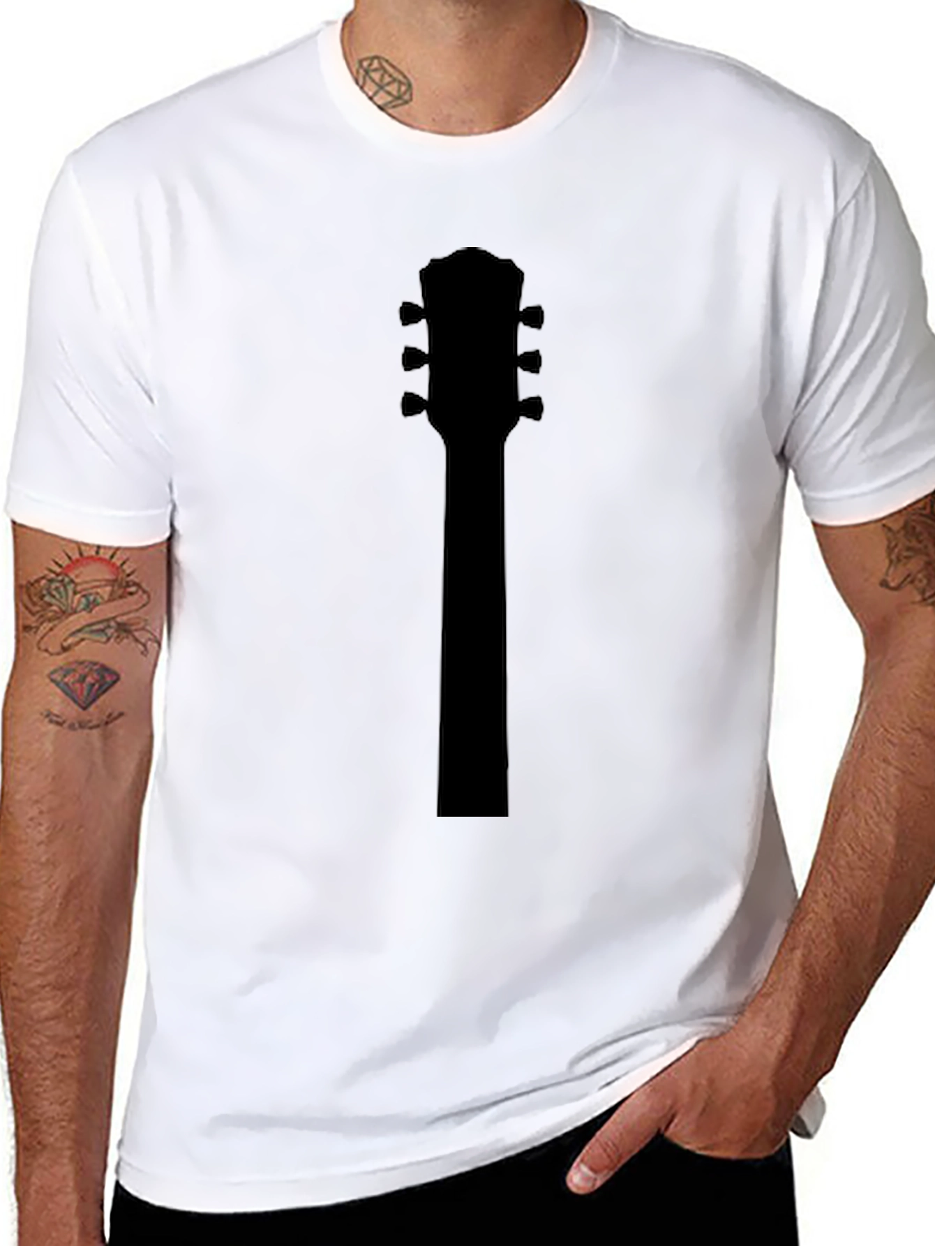Black Guitar Neck T-Shirt - Music Lover Tee view 8