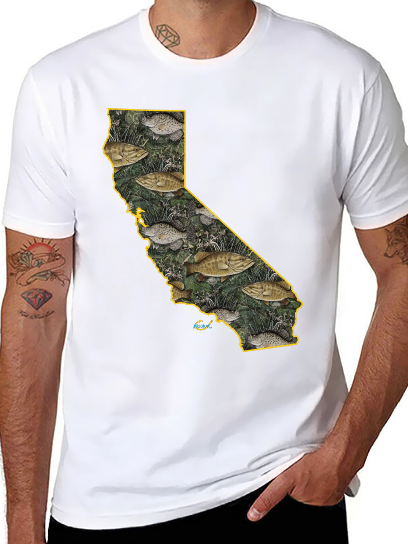 Black California Fish Graphic Tee - Bass Fishing T-Shirt view 8