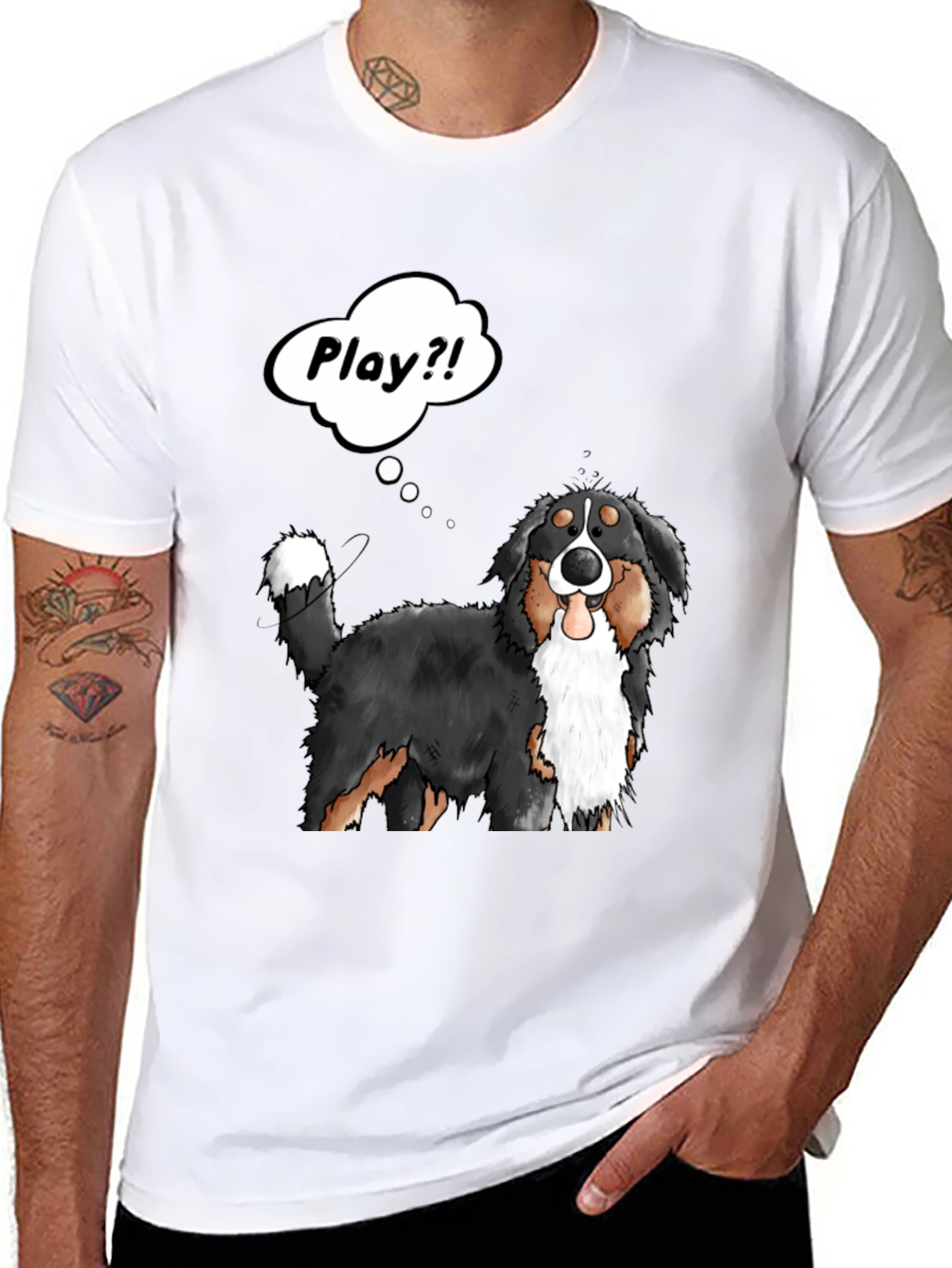Black Playful Dog Cartoon Graphic T-Shirt view 8