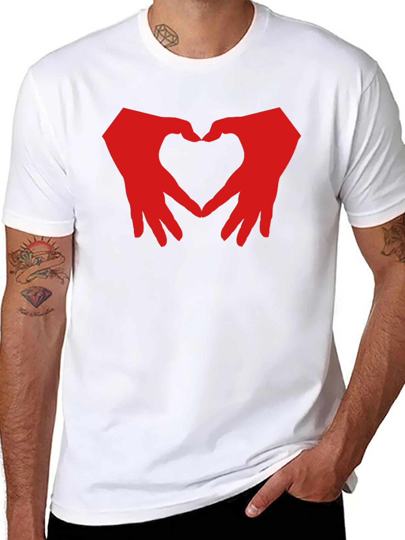Black Heart Hands Graphic T-Shirt - Black Cotton Blend view 8