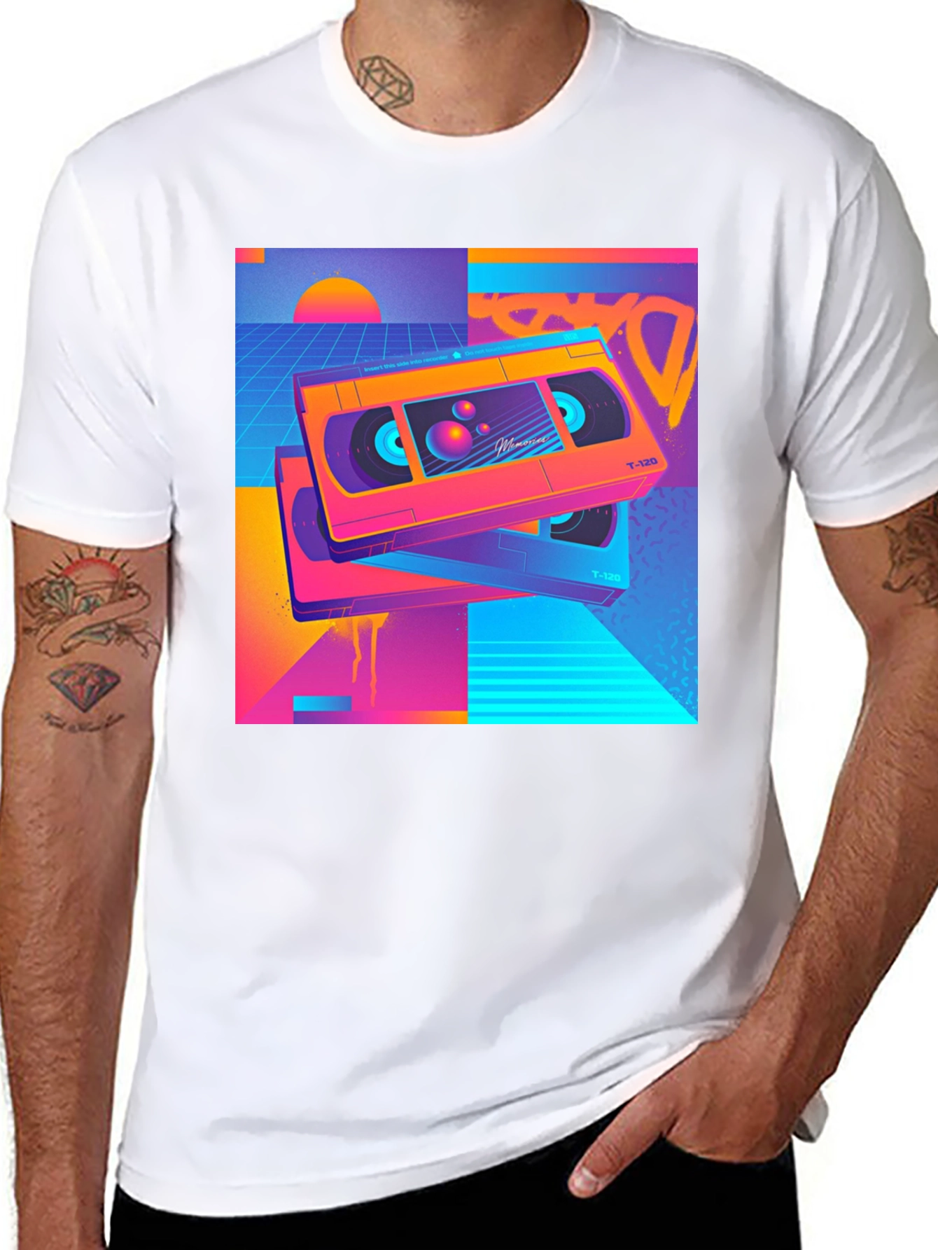 Black Retro Wave VHS T-Shirt - 80s Aesthetic Design view 8