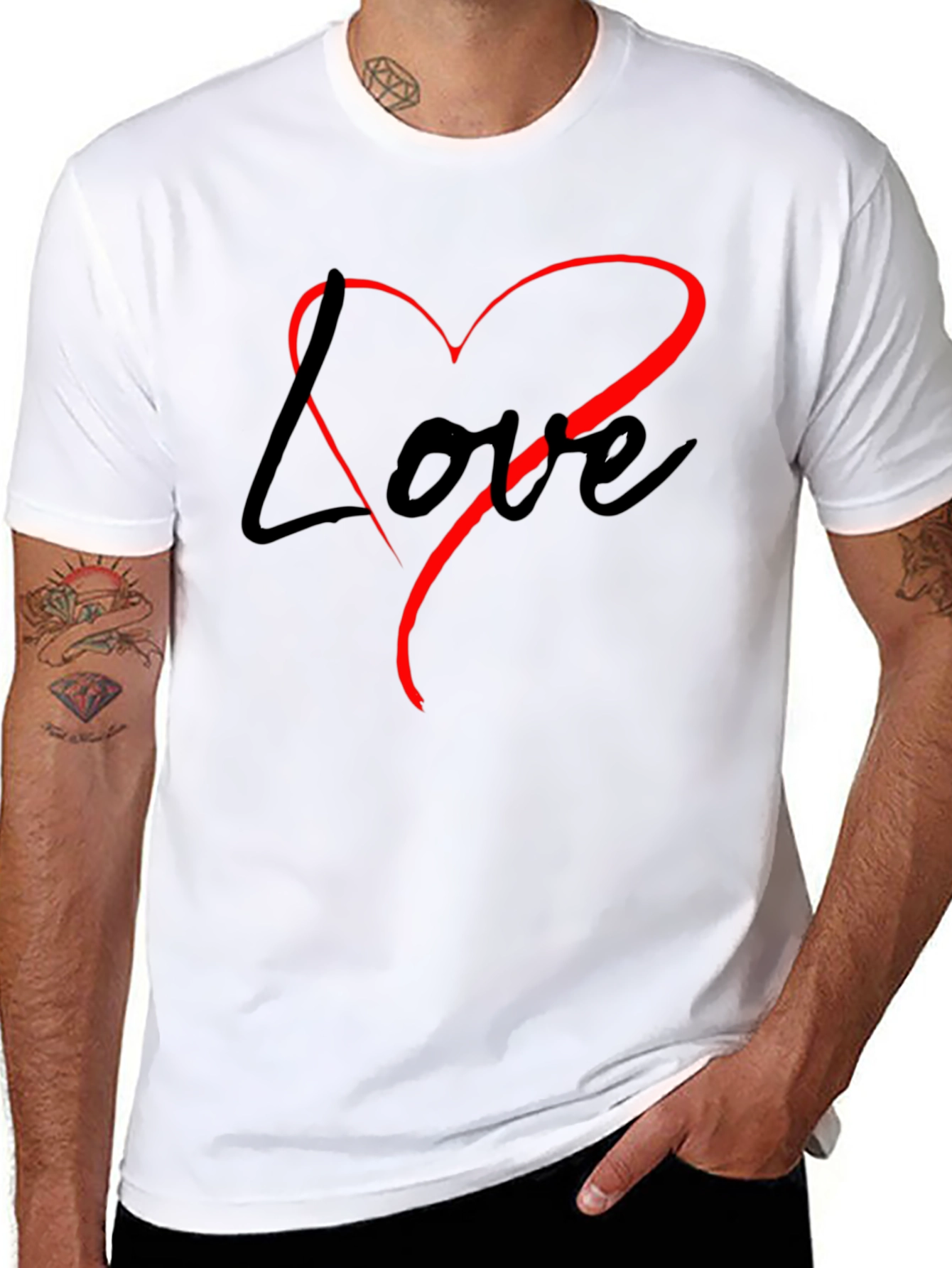 Black Love Heart Graphic Black T-Shirt view 8