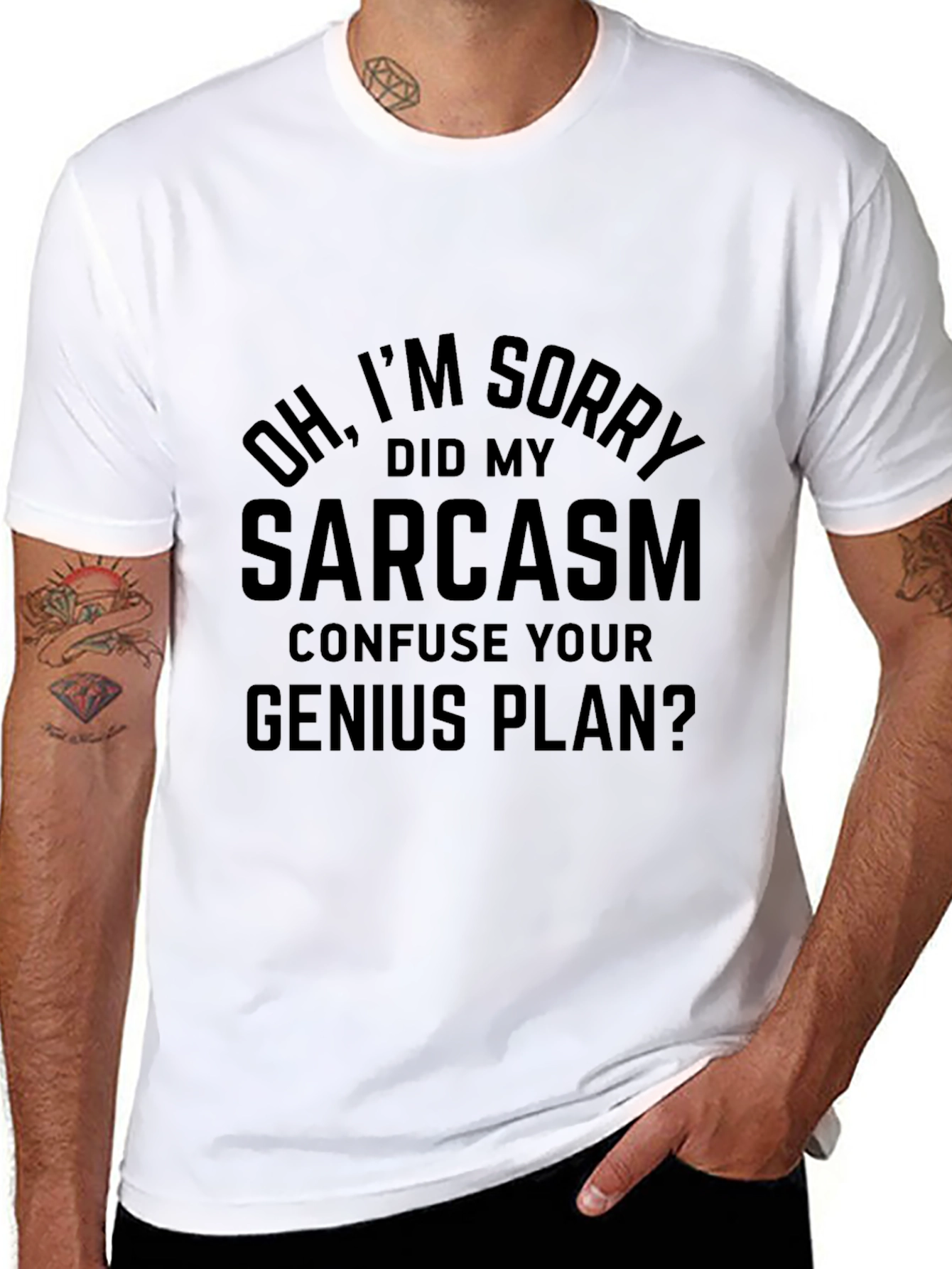 Black Sarcasm Genius Plan Graphic Tee - Black T-Shirt view 8